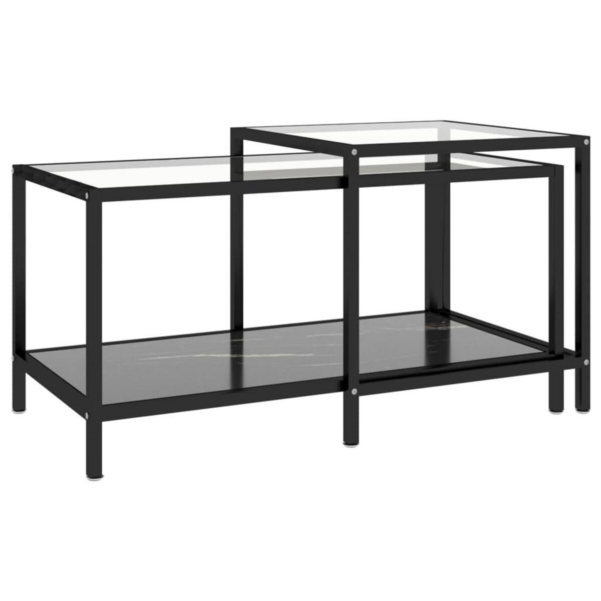 VIDAXL Tables a the 2 pcs Verre trempe Noir