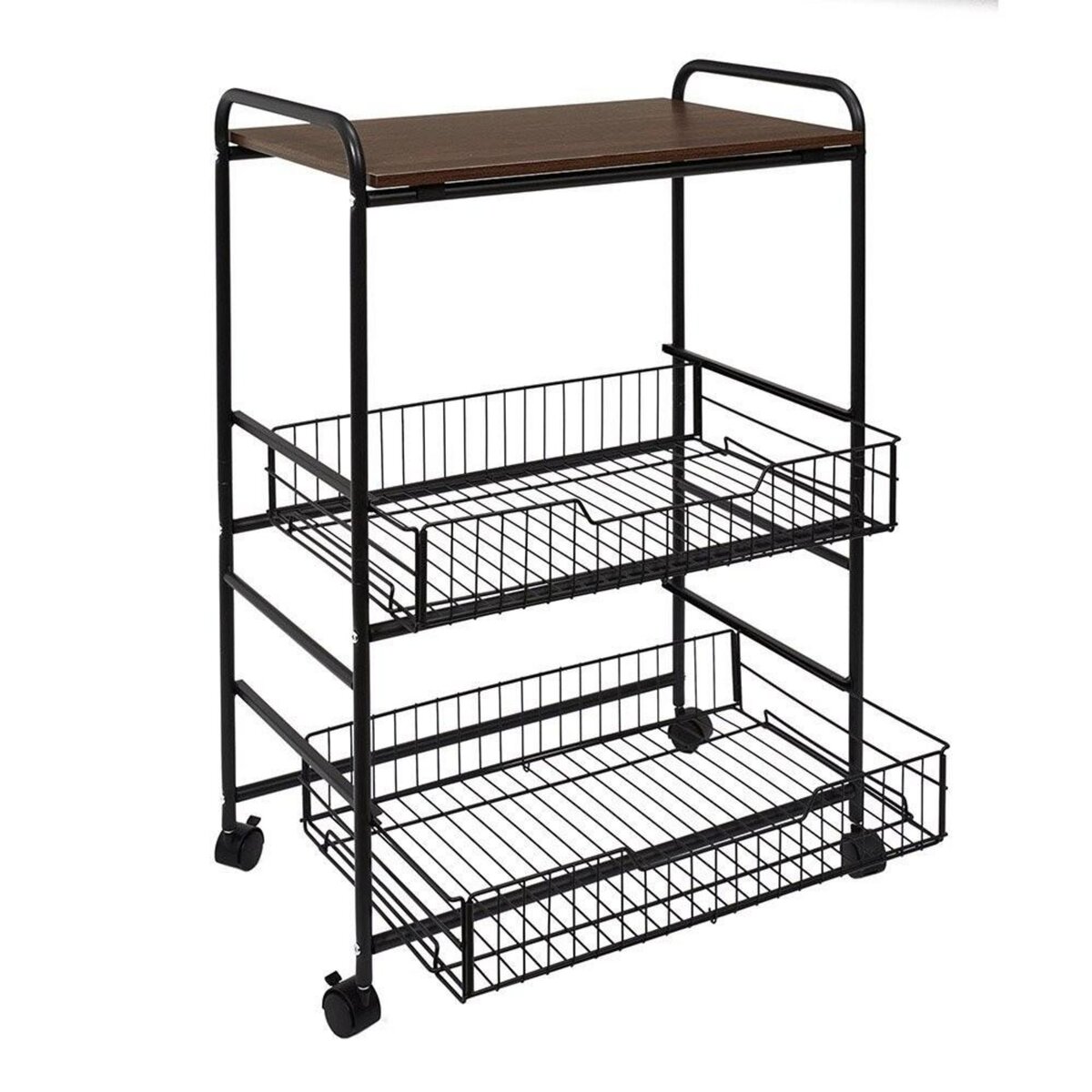 The Home Deco Factory Desserte à roulettes étagère 2 tiroirs