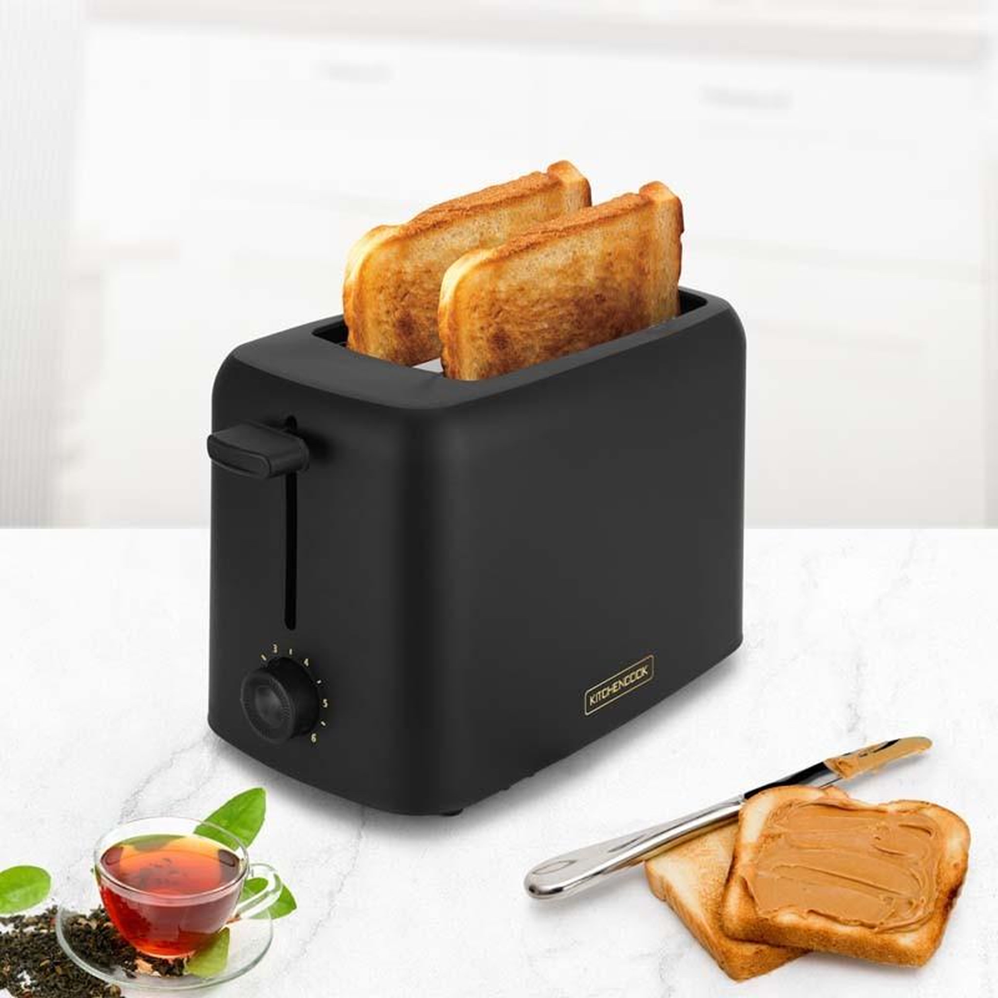 Voir la diapositive 2 : KITCHENCOOK Kitchencook - matt_toast - noir mat - grille-pain 2 fentes - 6 niveaux - 650w