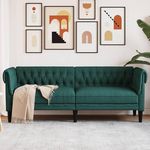 VIDAXL Canape Chesterfield 3 places vert fonce tissu