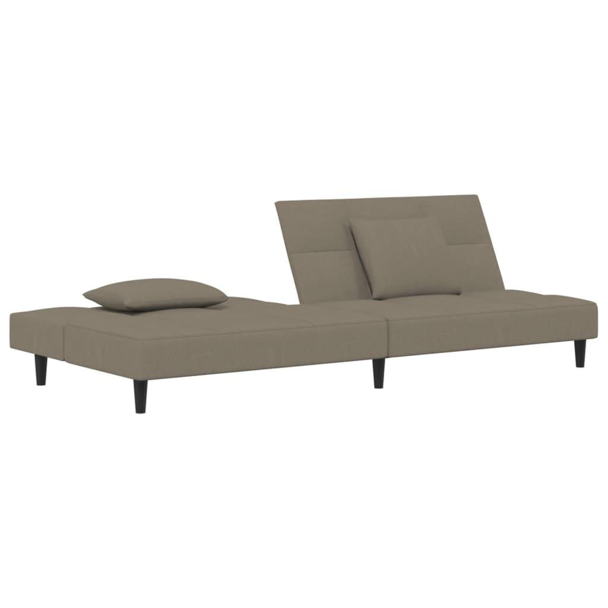 Voir la diapositive 5 : VIDAXL Canape-lit a 2 places avec deux oreillers Gris clair Velours