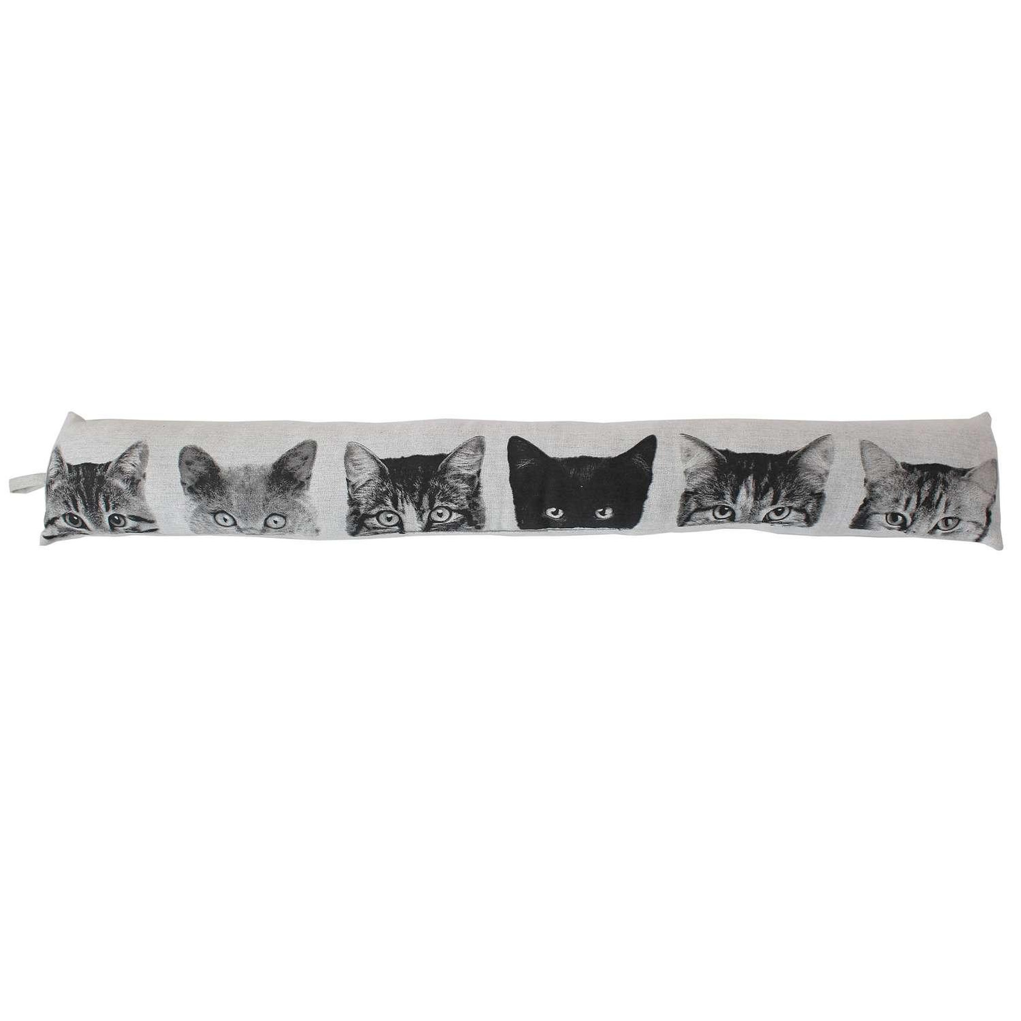 TOILINUX Boudin de porte imprimé chats - 90 x 15 cm - noir et blanc