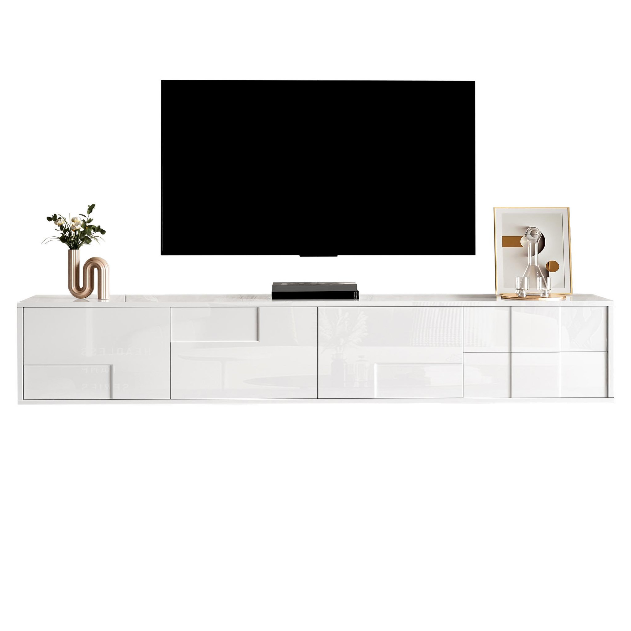 MERAX Meuble tv suspendu blanc 170 cm mdf