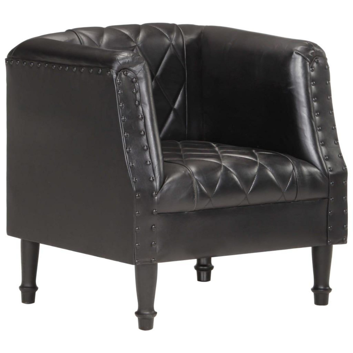 VIDAXL Chaise cabriolet Noir Cuir veritable de chevre