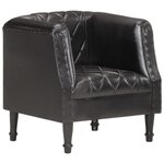 VIDAXL Chaise cabriolet Noir Cuir veritable de chevre
