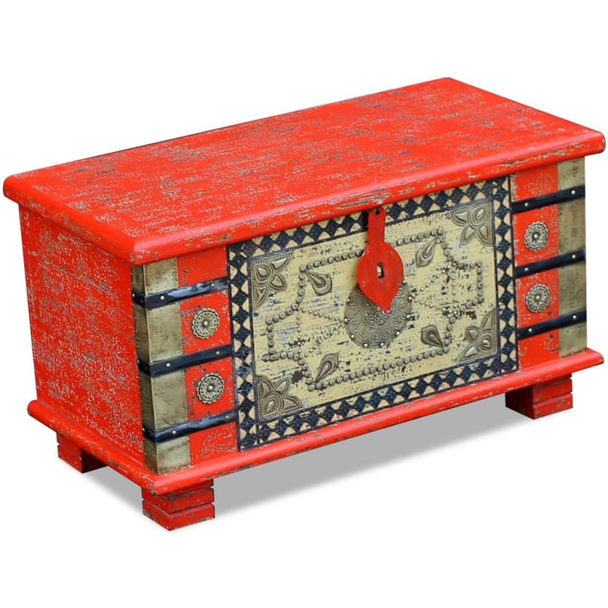 VIDAXL Coffre de rangement Bois de manguier rouge 80 x 40 x 45 cm