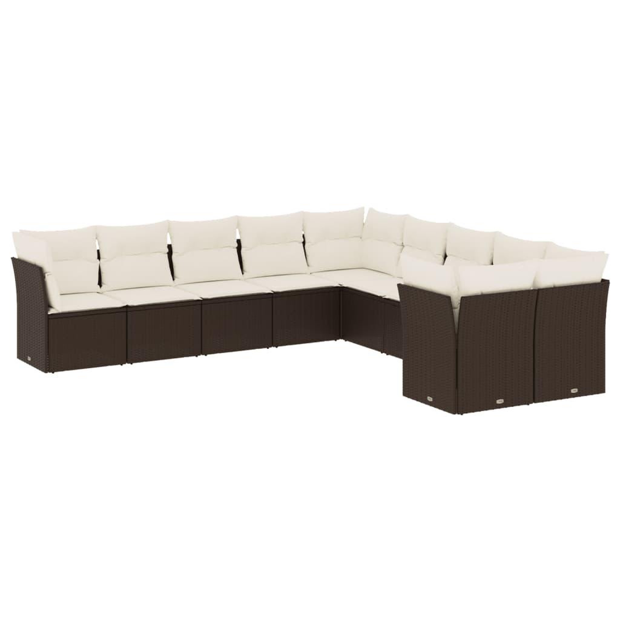 Voir la diapositive 2 : VIDAXL Salon de jardin 10 pcs avec coussins marron resine tressee