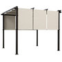 Voir la diapositive 1 : OUTSUNNY Pergola 3 toiles coulissantes - dim. 2,97L x 2,97l x 2,38H m - acier époxy polyester haute densité beige