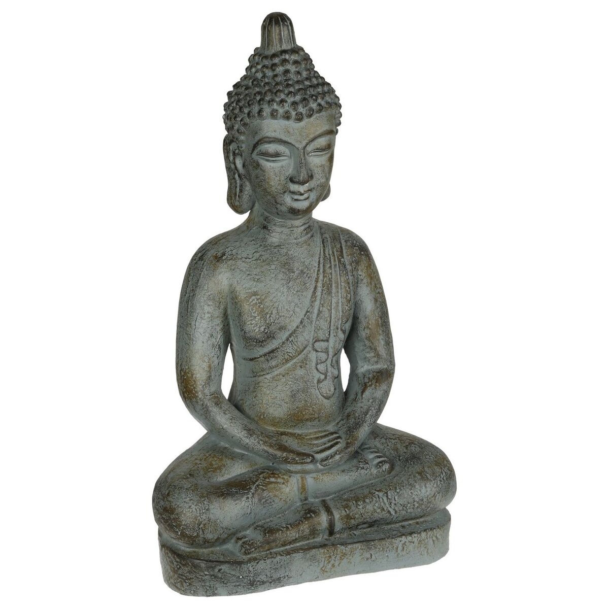 ATMOSPHERA Statue de Bouddha assis effet Pierre - H. 65 cm - Gris