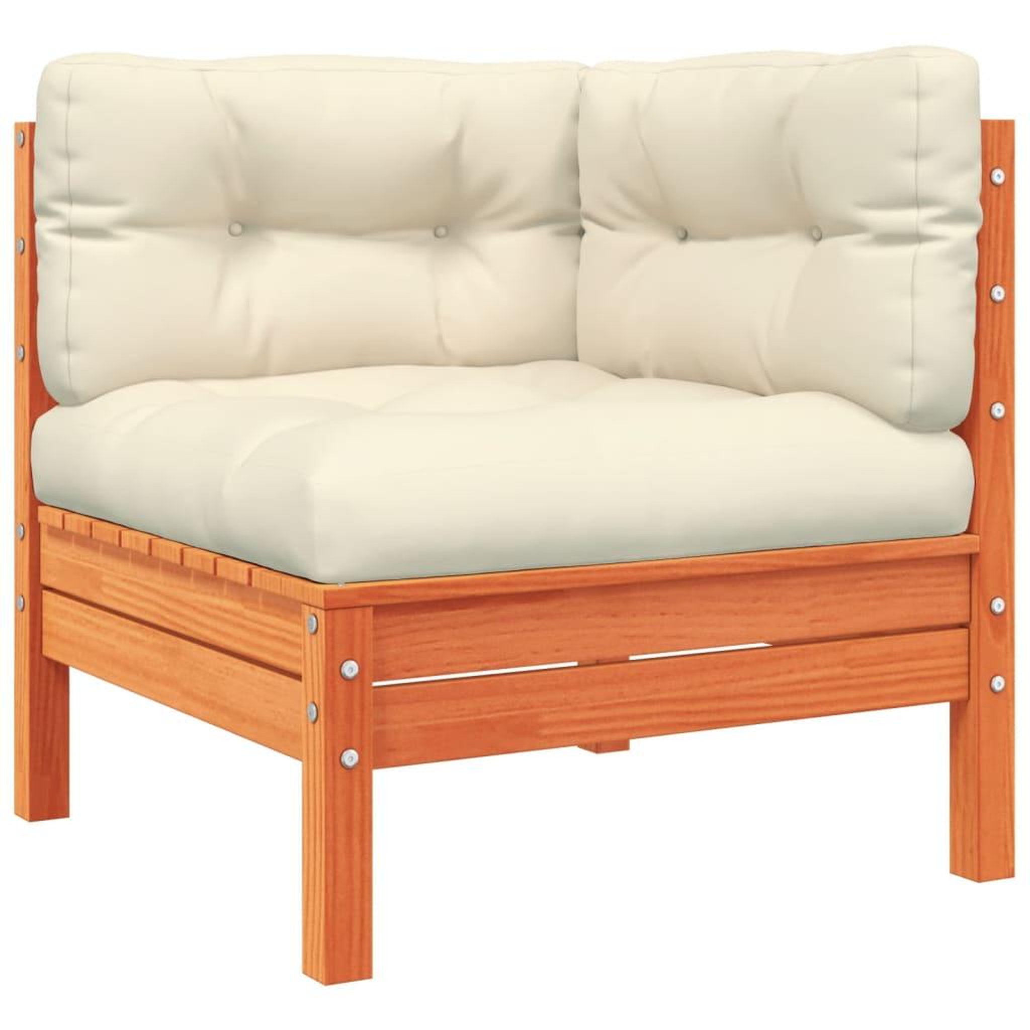 Voir la diapositive 4 : VIDAXL Salon de jardin 7 pcs avec coussins cire marron bois pin massif