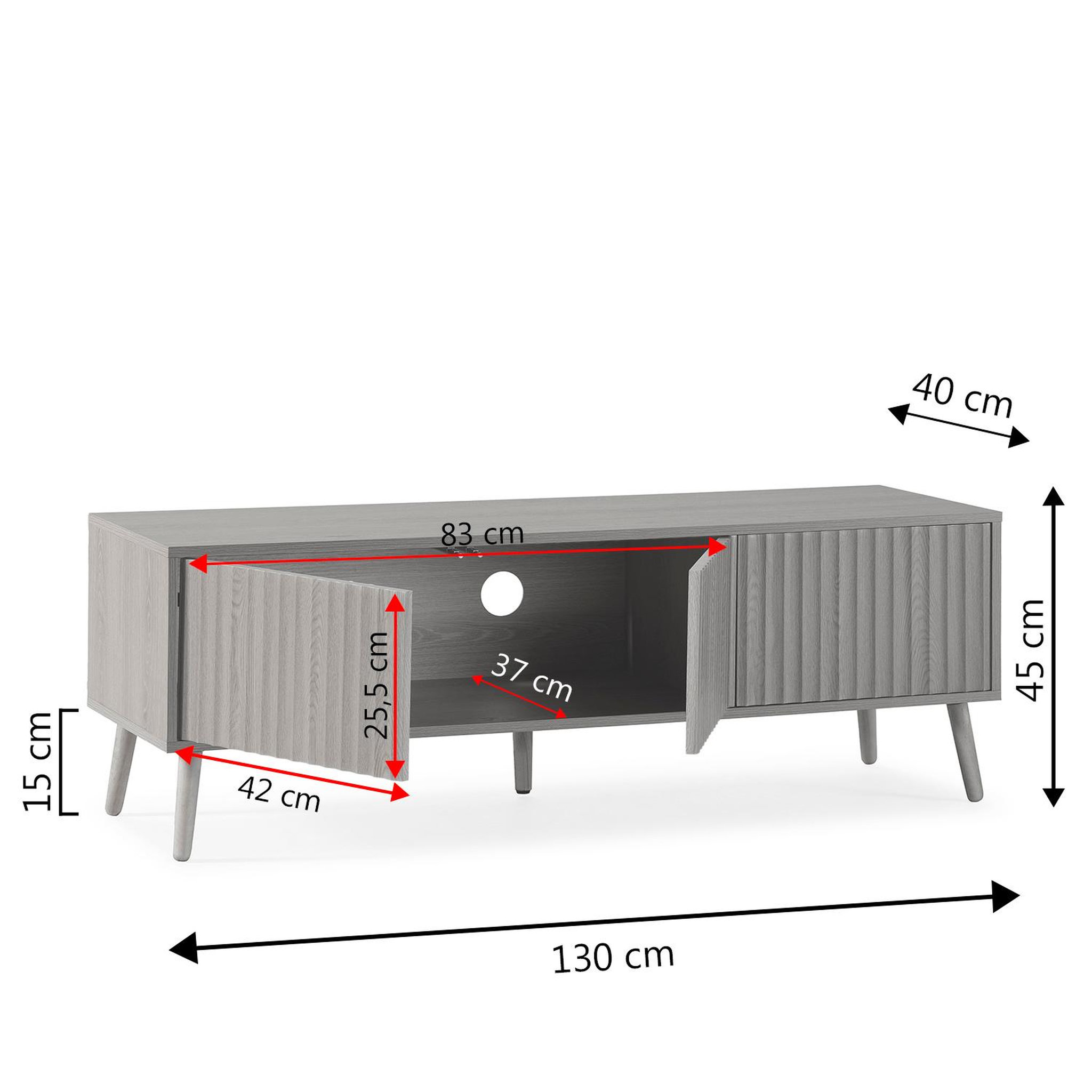 Voir la diapositive 5 : VS VENTA-STOCK Meuble TV Lluvia 3 portes chêne, longueur 130 cm