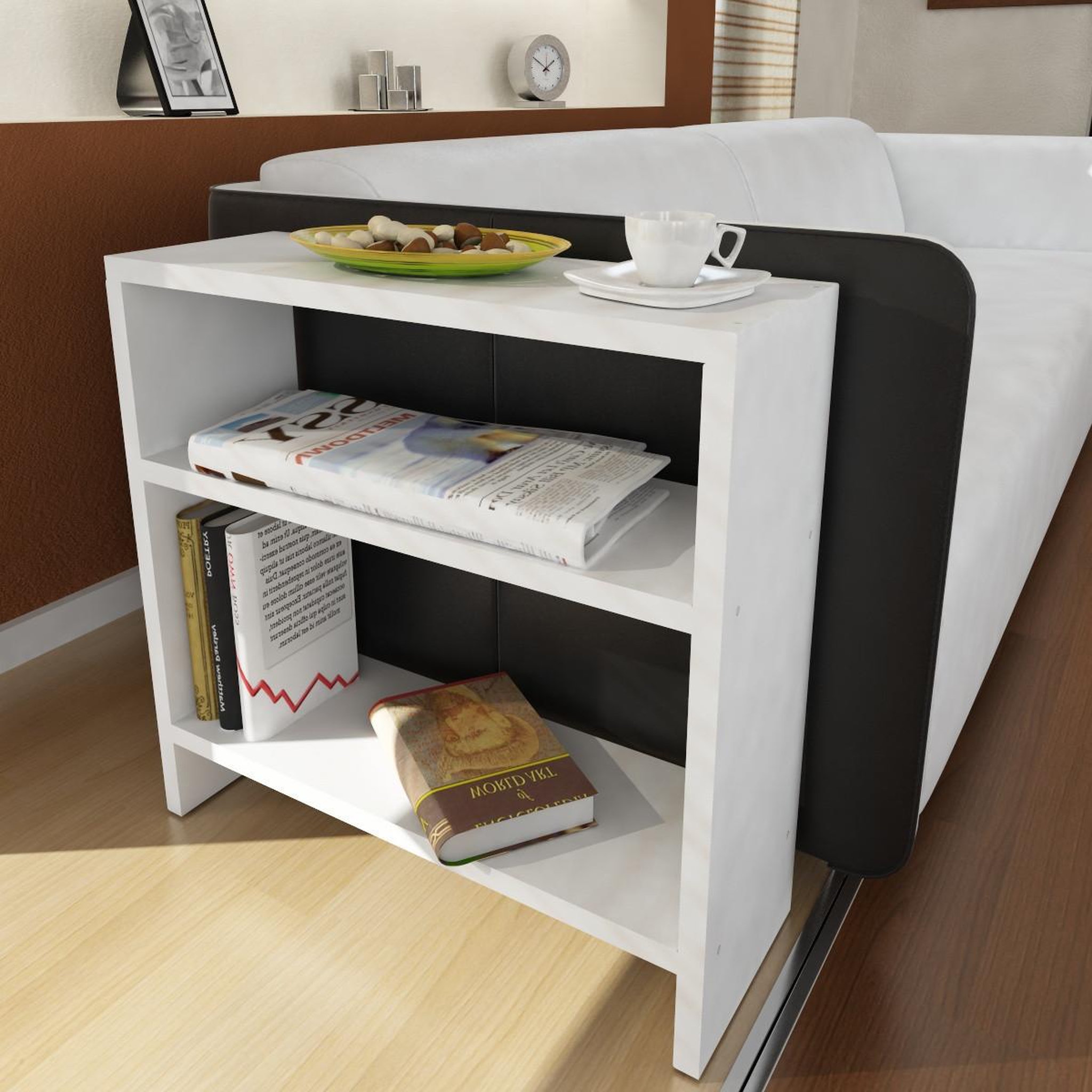 Voir la diapositive 2 : Habitat et Jardin Table d'appoint en bois  silvanus  - 51 x 17 x 49 cm - blanc