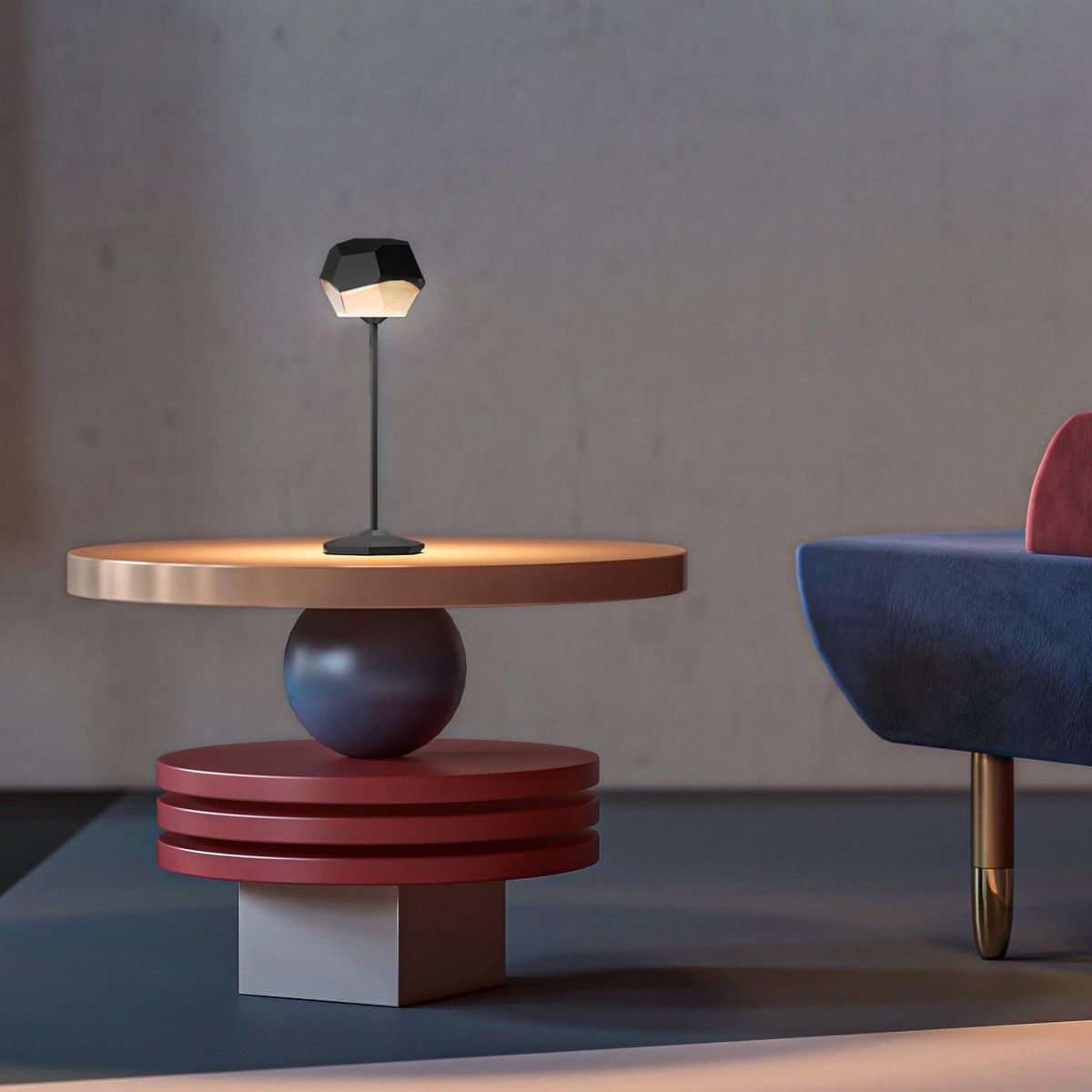 Lumisky Lampe de table design STONE Noir Aluminium H33cm