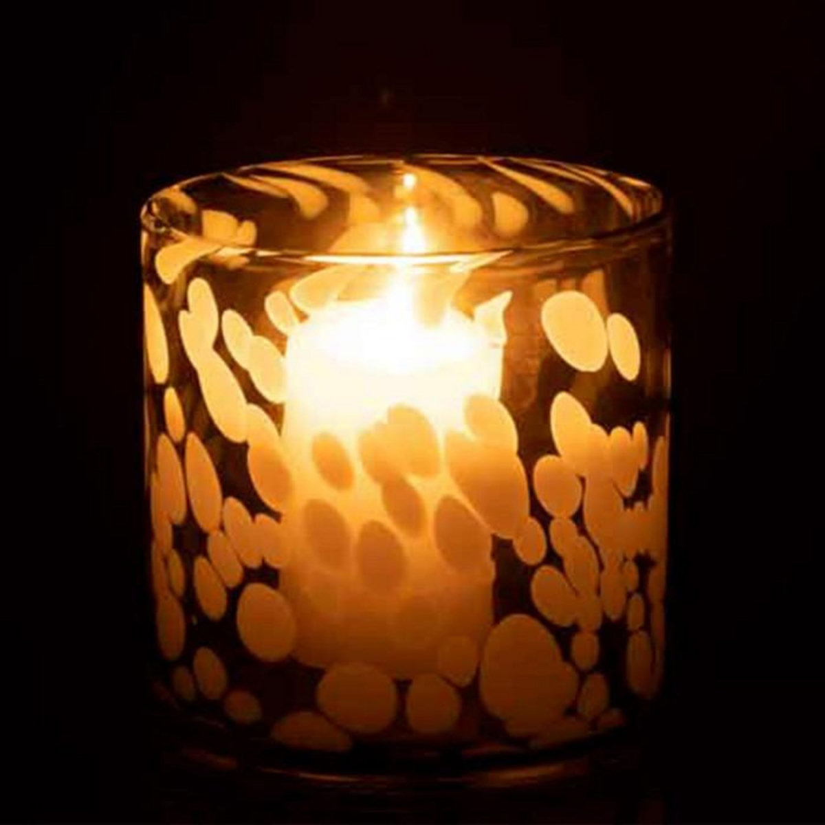 Paris Prix Photophore en Verre  Tâche  12cm Gris & Blanc