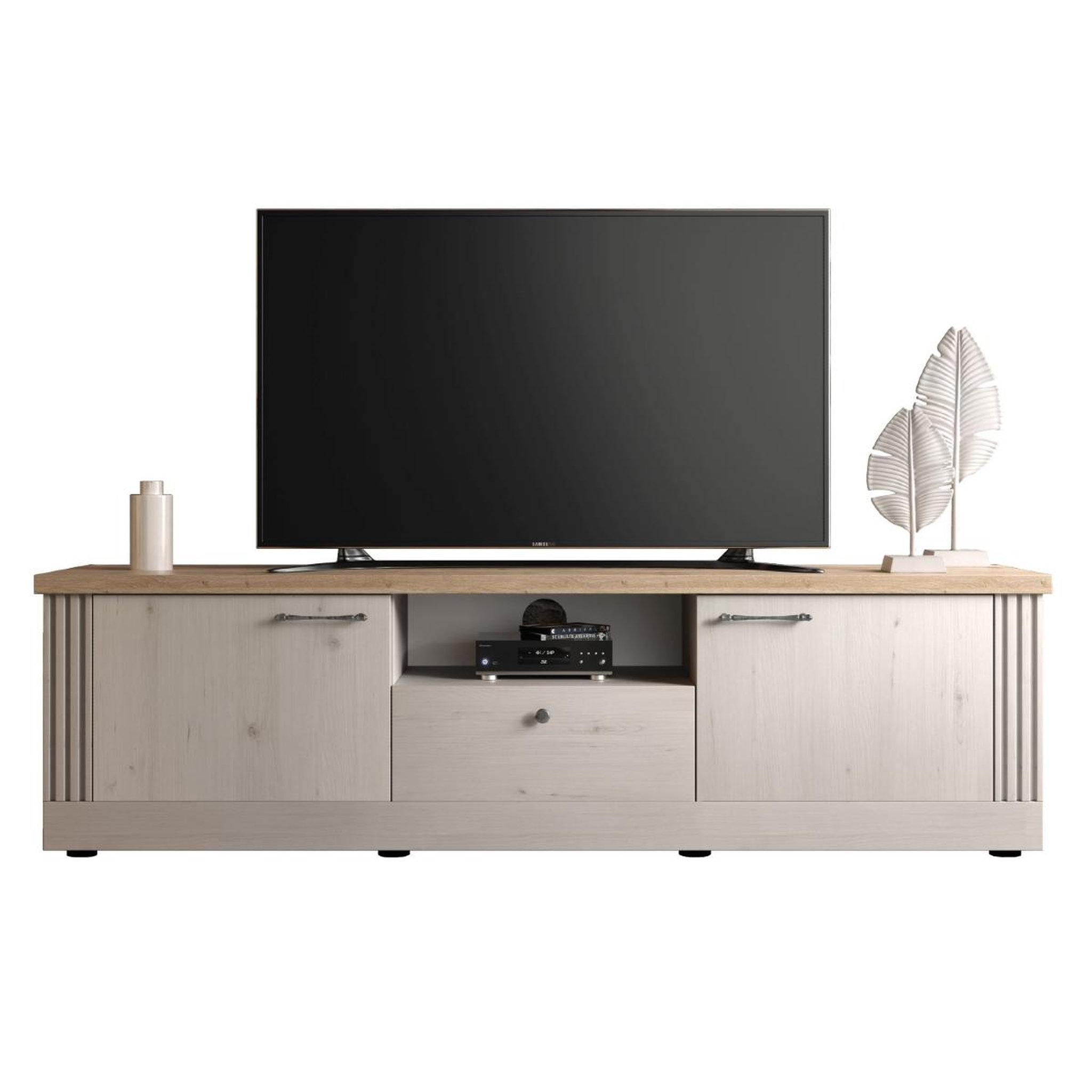 JLC KREATION Meuble tv moderne coloris chêne naturel 210cm yanis