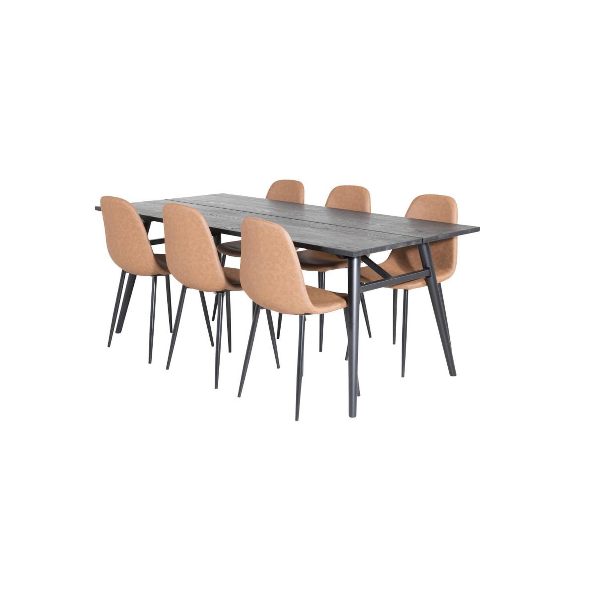 Voir la diapositive 3 : Paris Prix Ensemble table à manger extensible & 6 chaises design  sleek & polar  195-280cm noir & marron