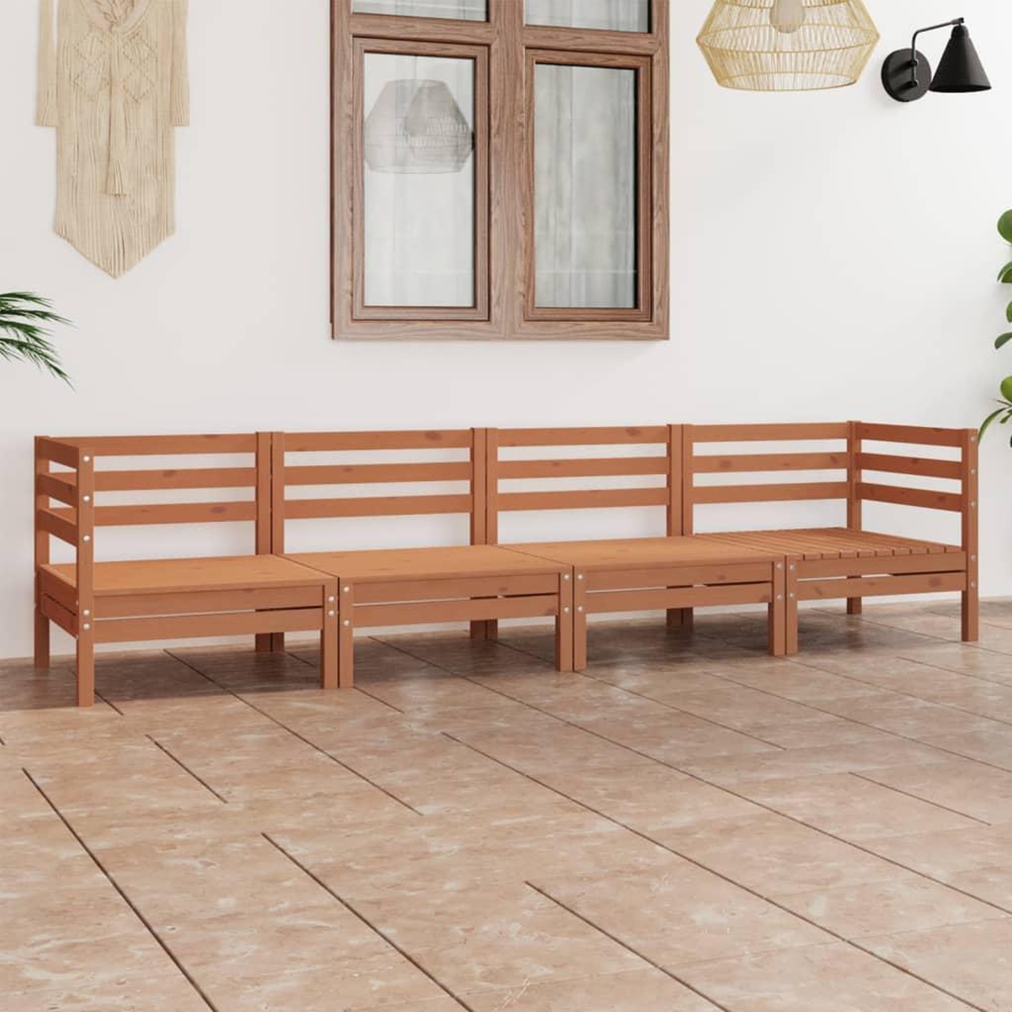 Voir la diapositive 1 : VIDAXL Salon de jardin 4 pcs Marron miel Bois de pin massif