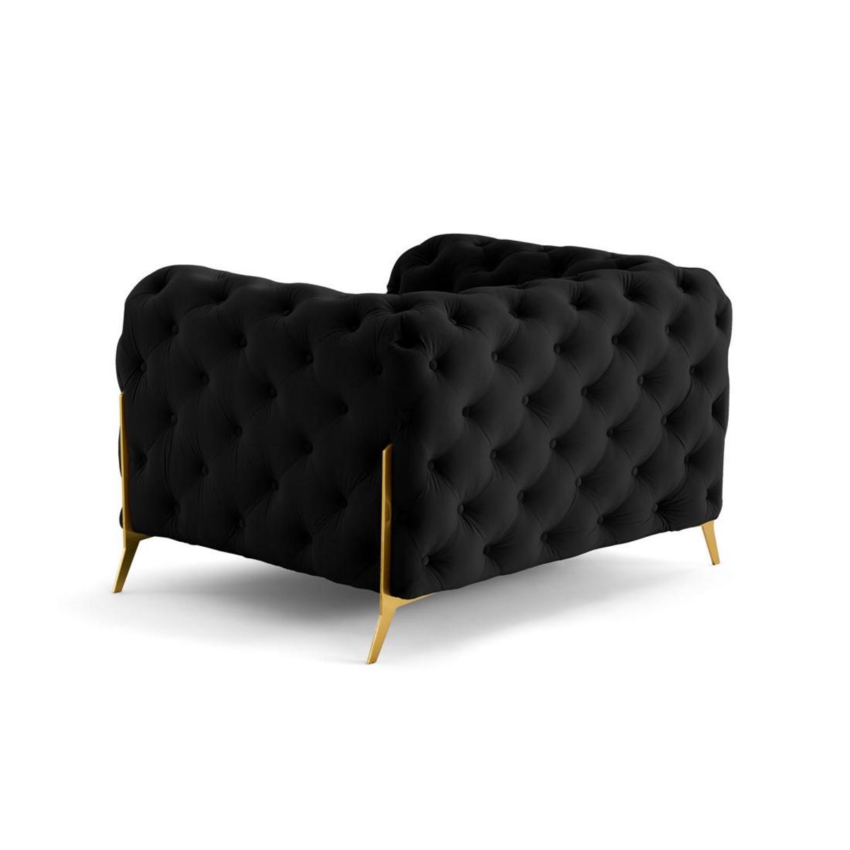 LISA DESIGN Camden - fauteuil chesterfield en velours - pieds en métal doré