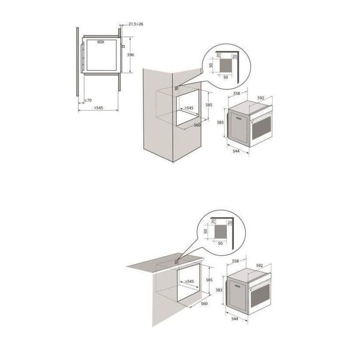 BRANDT Fours encastrables Électrique 73L BRANDT 3385W 59cm, BRANBXP5560X