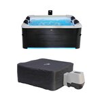 MSpa SPA rigide OSLO MSPA 6 personnes gris. 4 coussins. bâche incluse + housse thermique. hydromassages système