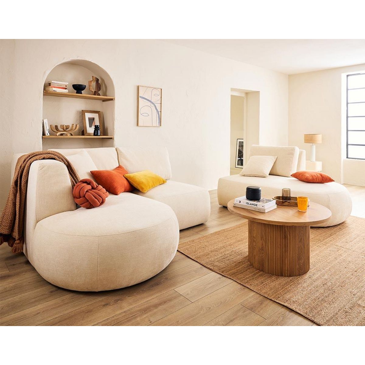 LISA DESIGN Santorini - canapé modulable d'angle gauche - 5 places - en tissu texturé