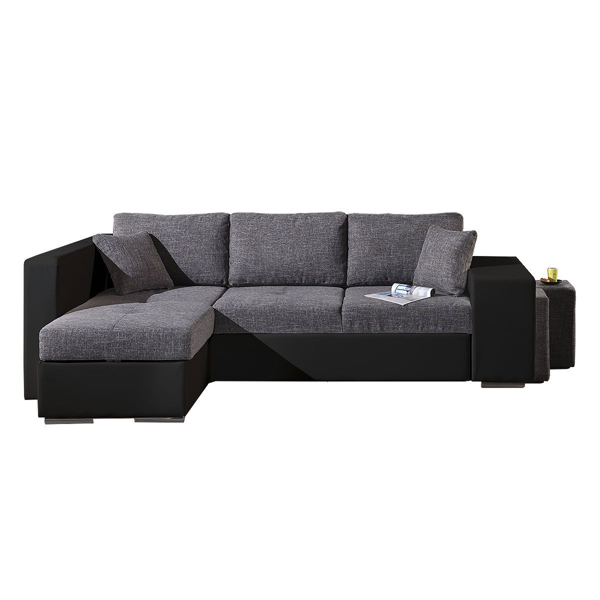 Canapé d'angle gauche convertible + 2 poufs RIGA