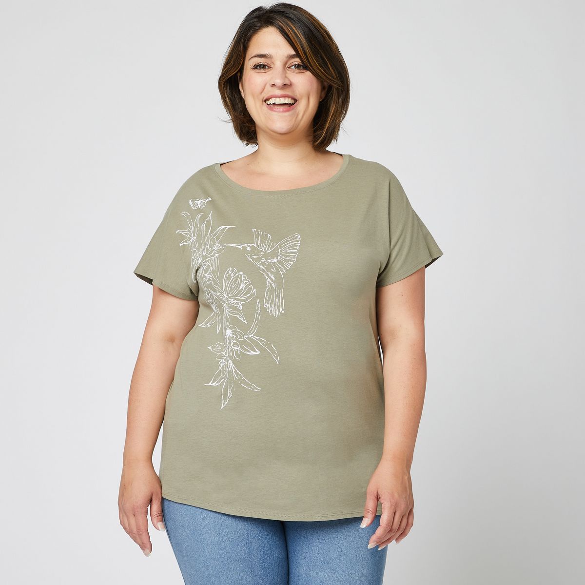 IN EXTENSO T-shirt manches courtes vert imprimé fleuri grande taille femme