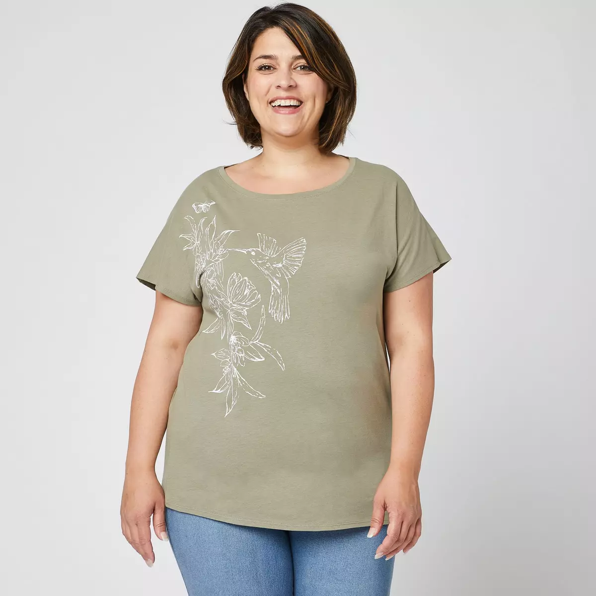 IN EXTENSO T-shirt manches courtes vert imprimé fleuri grande taille femme