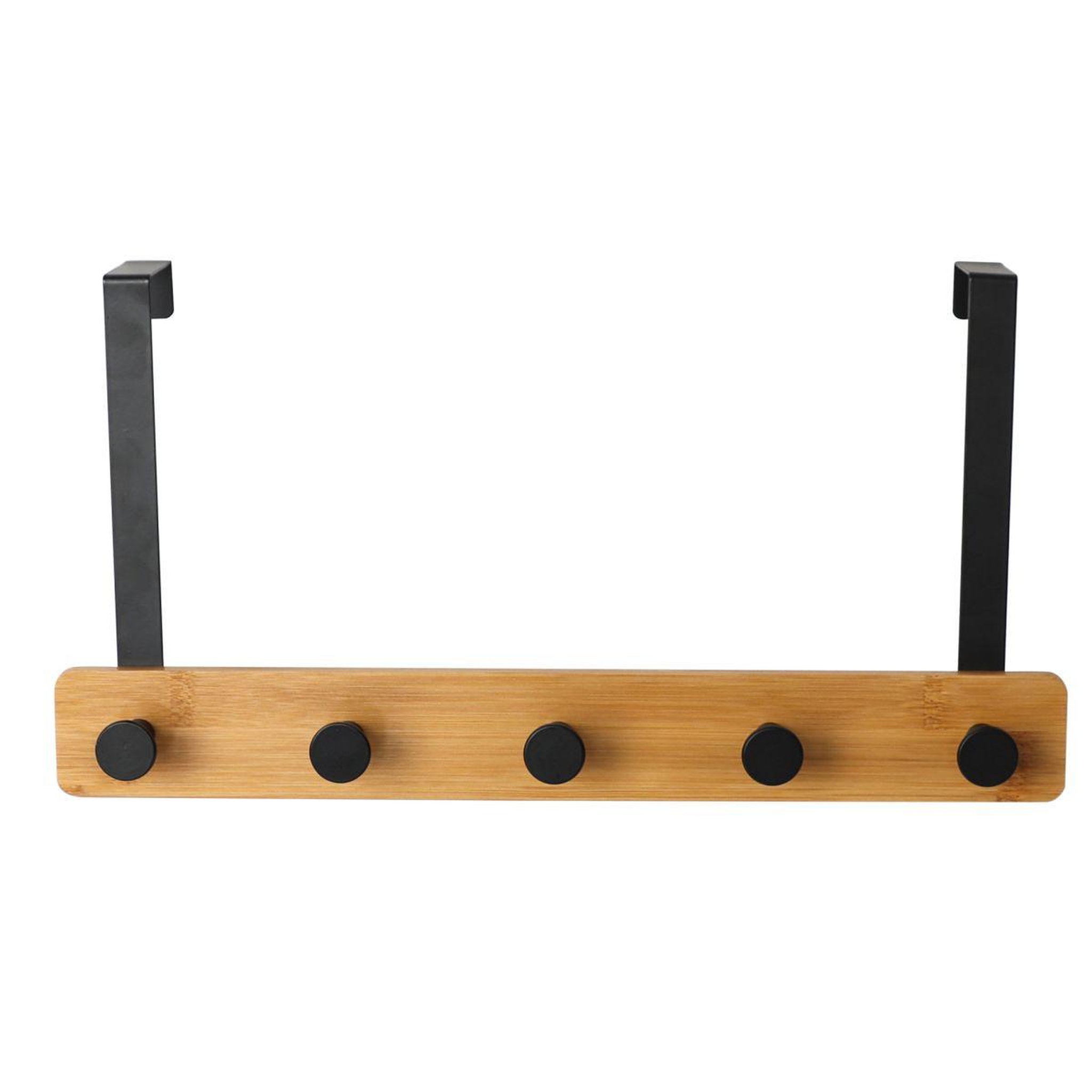 Voir la diapositive 2 : Douceur d'Intérieur Patère à suspendre 5 crochets  fixeo  38cm naturel & noir