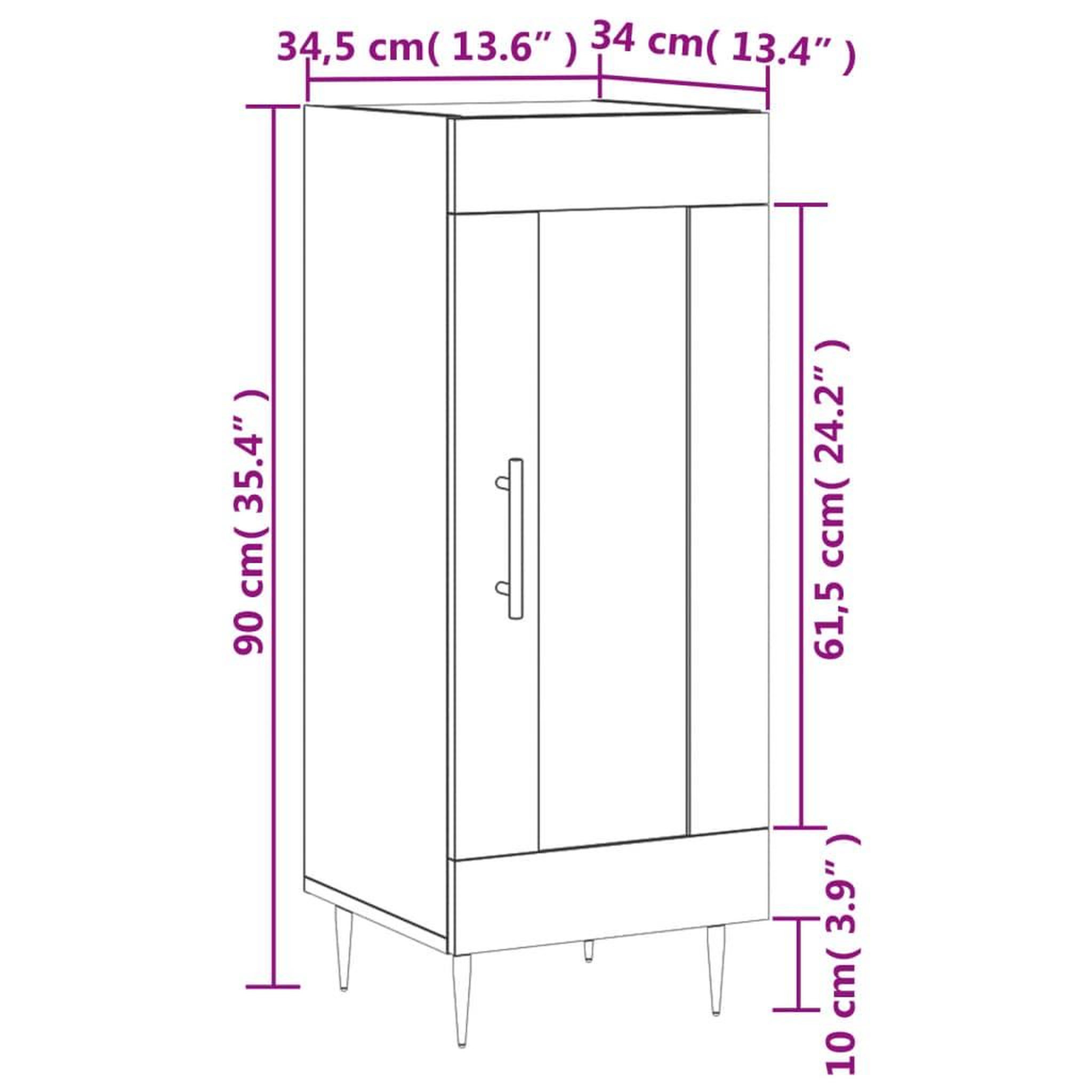 Voir la diapositive 6 : VIDAXL Buffet Chene fume 34,5x34x90 cm Bois d'ingenierie