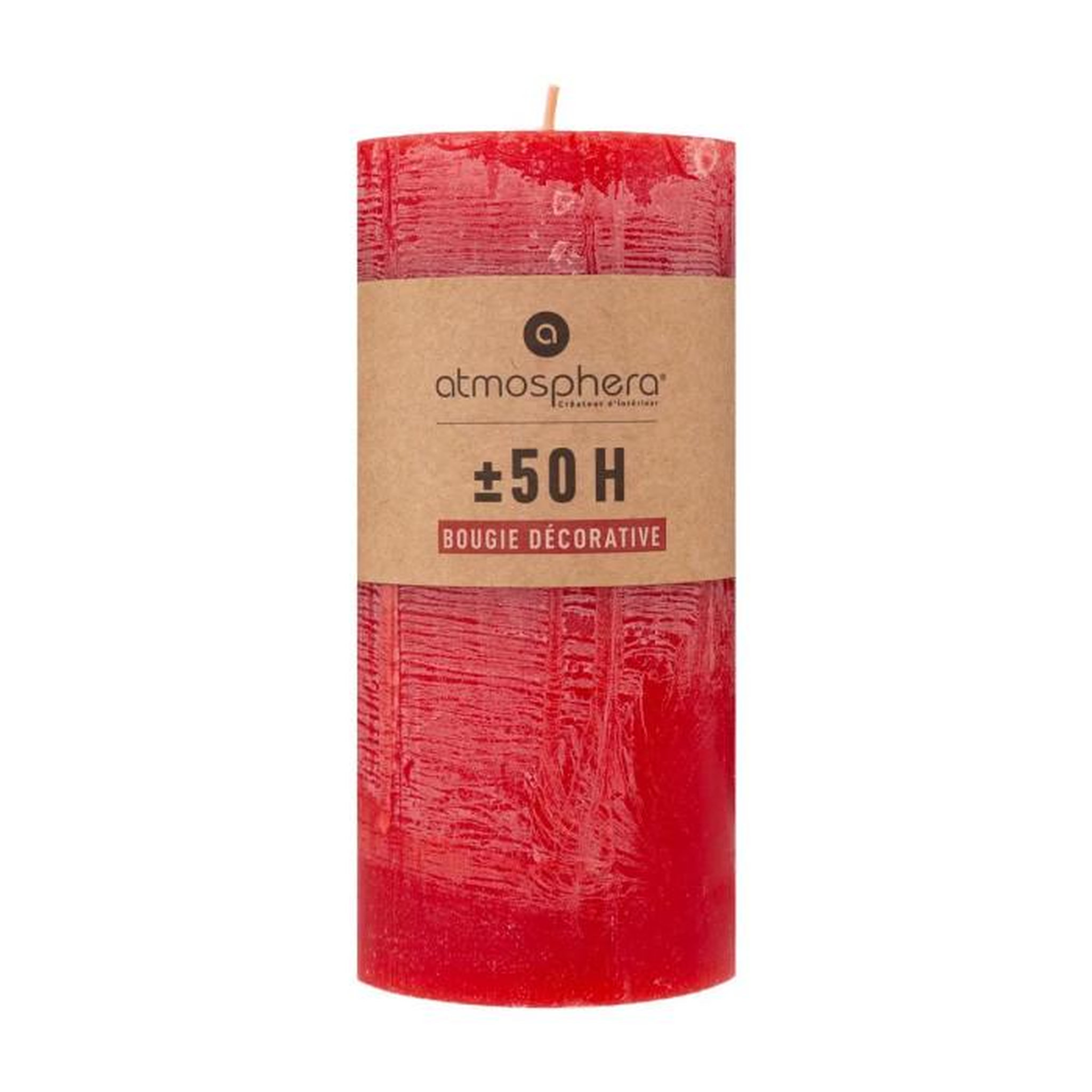 Voir la diapositive 3 : COMPTOIR DE LA BOUGIE Bougie Cylindrique  Rustic  14cm Rouge