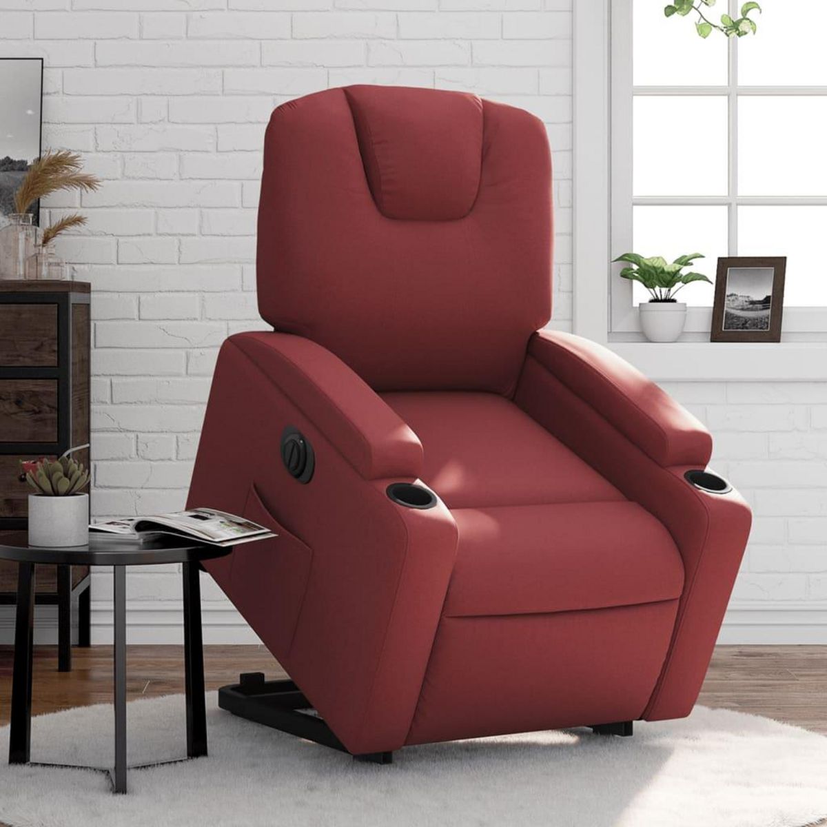 VIDAXL Fauteuil inclinable electrique rouge bordeaux similicuir