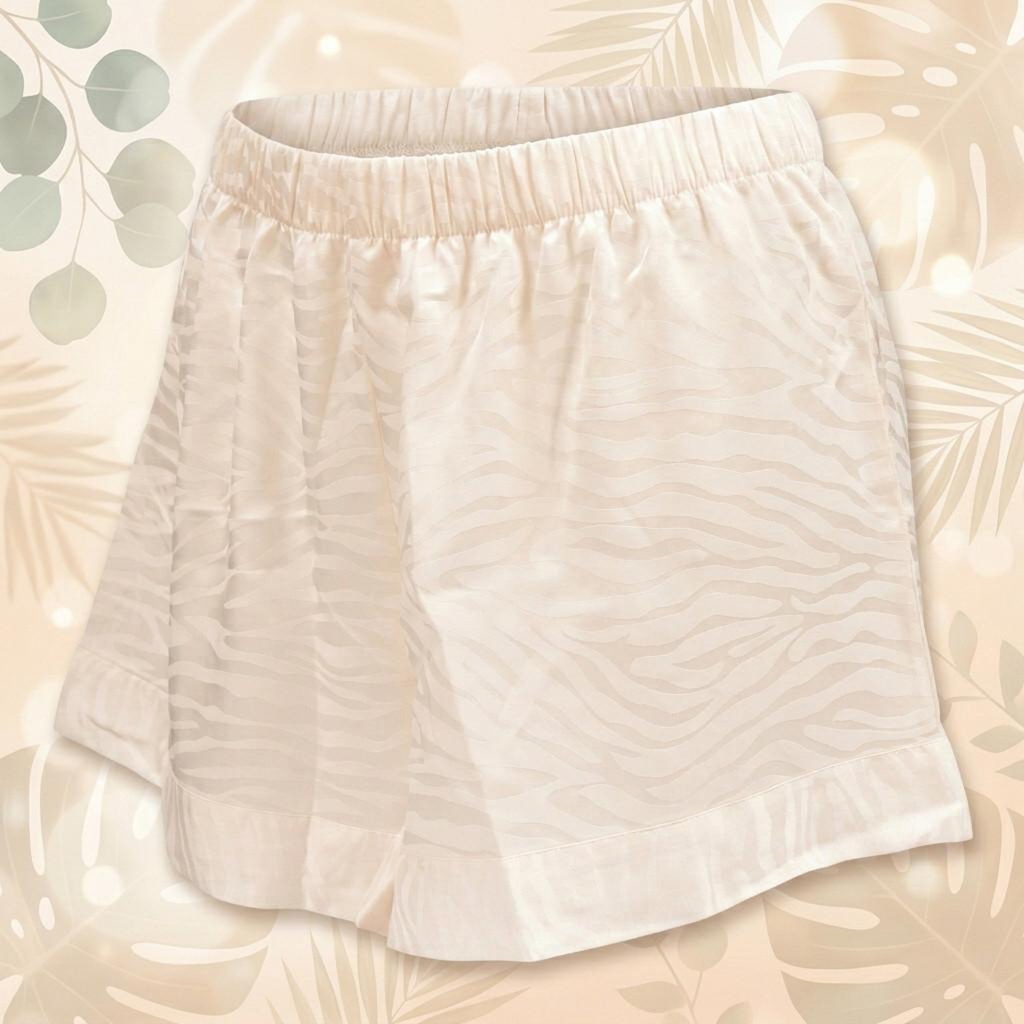 Voir la diapositive 5 : OZABI OZABI Pyjama Femme Short Satiné Boutonné Motif Zèbre Toucher Soie