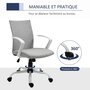 Voir la diapositive 6 : VINSETTO Chaise de bureau ergonomique hauteur réglable pivotante 360° piètement acier blanc lin gris clair