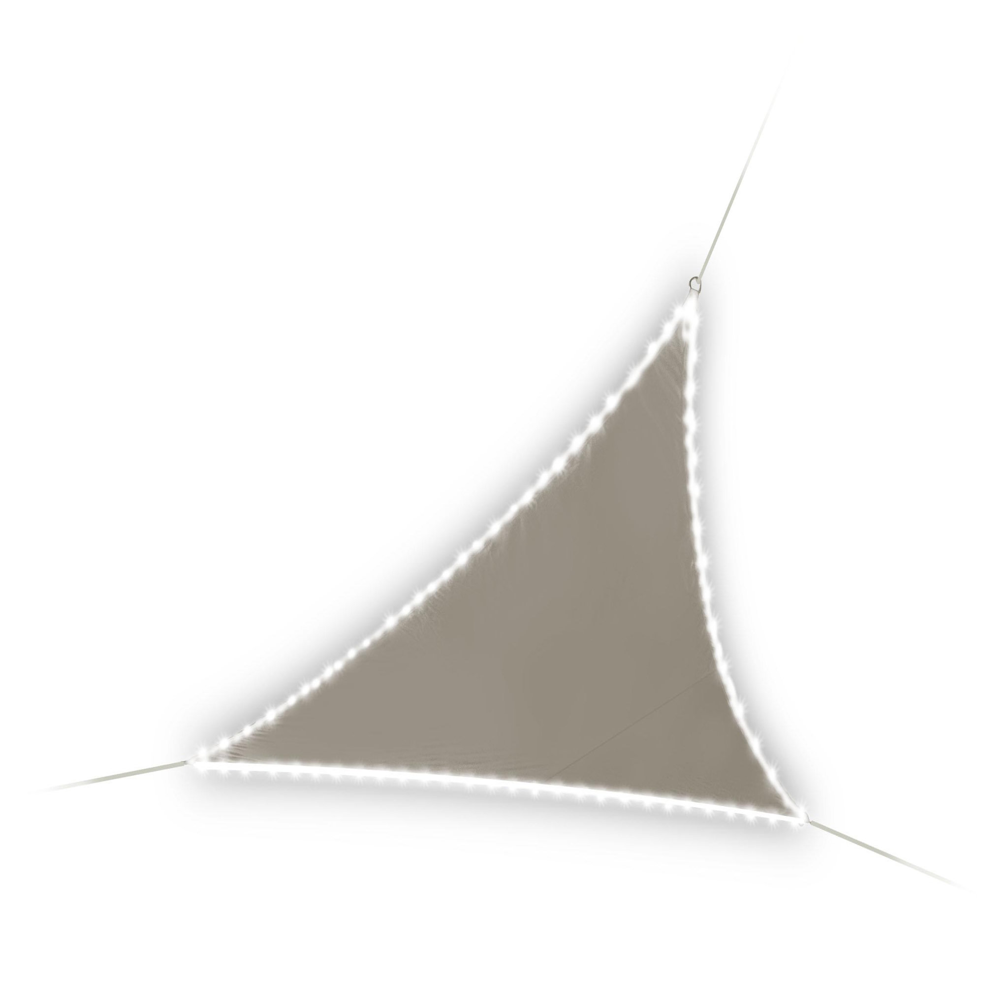 Voir la diapositive 2 : JARDILINE Voile d'ombrage triangulaire 3m60 avec 107 LEDS taupe