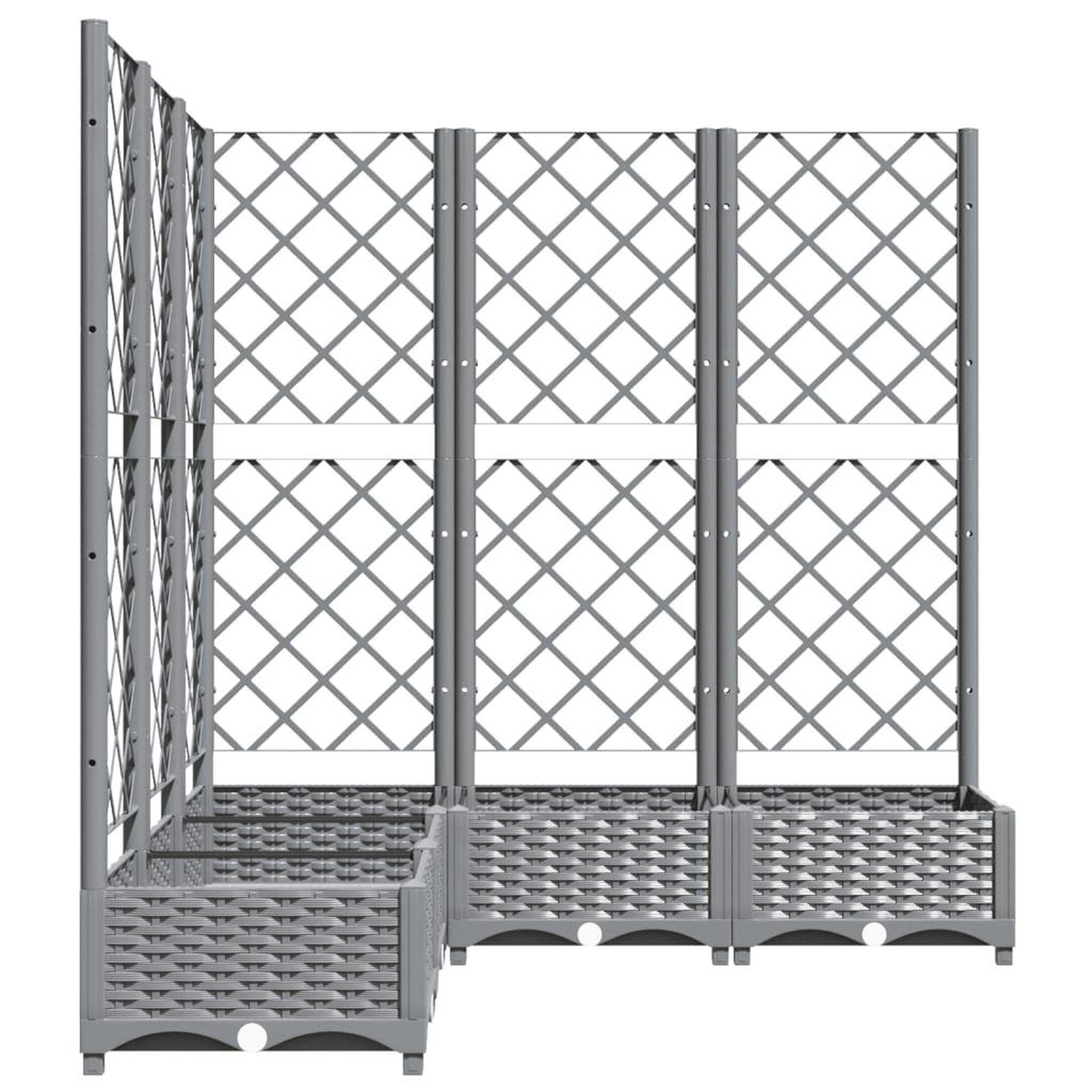 Voir la diapositive 5 : VIDAXL Jardiniere avec treillis Gris clair 120x120x121,5 cm PP