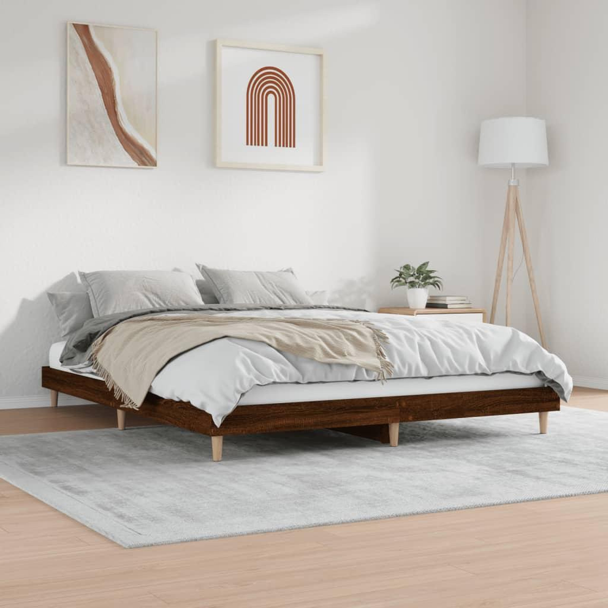 Voir la diapositive 4 : VIDAXL Cadre de lit sans matelas chene marron 200x200 cm