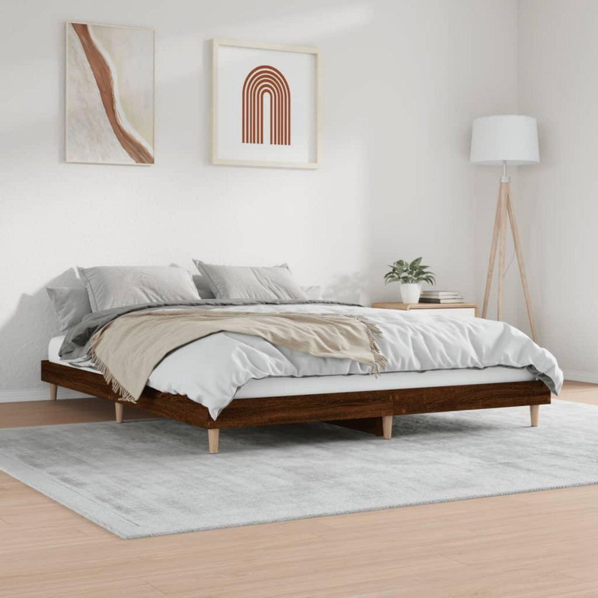 VIDAXL Cadre de lit sans matelas chene marron 200x200 cm