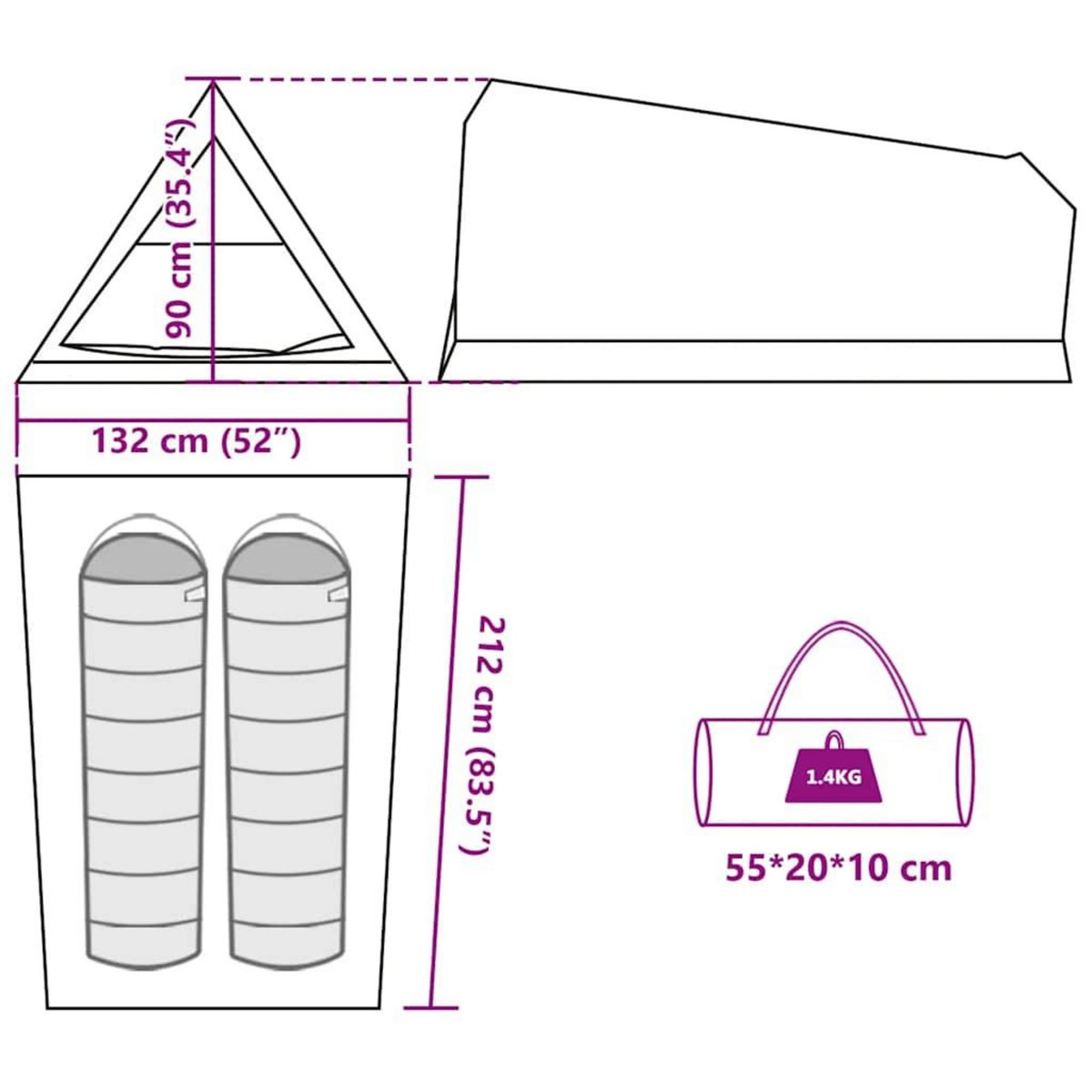 VIDAXL Tente de camping 2 personnes marron impermeable