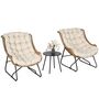 Voir la diapositive 1 : OUTSUNNY Ensemble bistrot de jardin 3 pcs 2 chaises table basse coussins beige