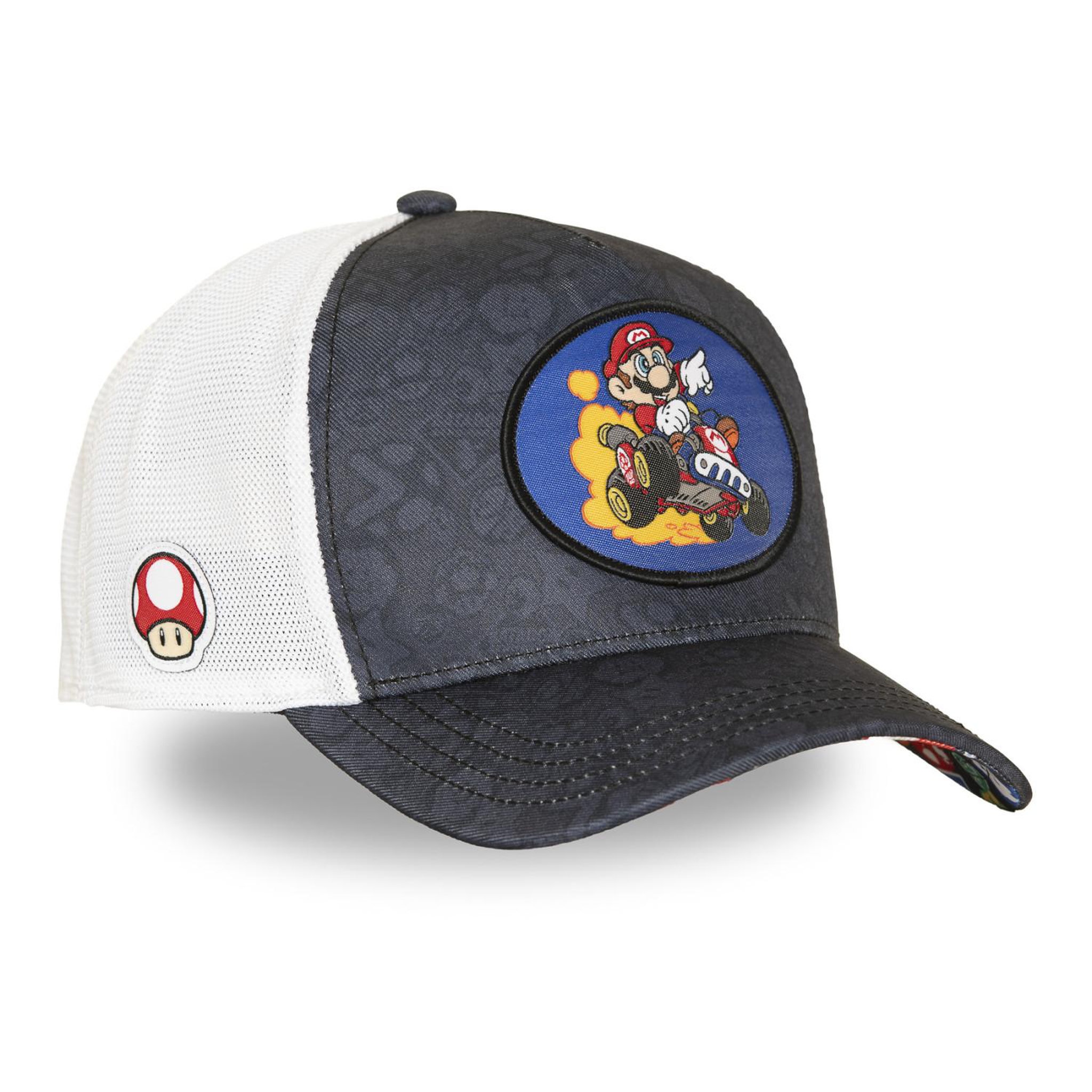 Voir la diapositive 4 : CAPSLAB Casquette trucker premium avec filet et patch Super Mario Kart Mario