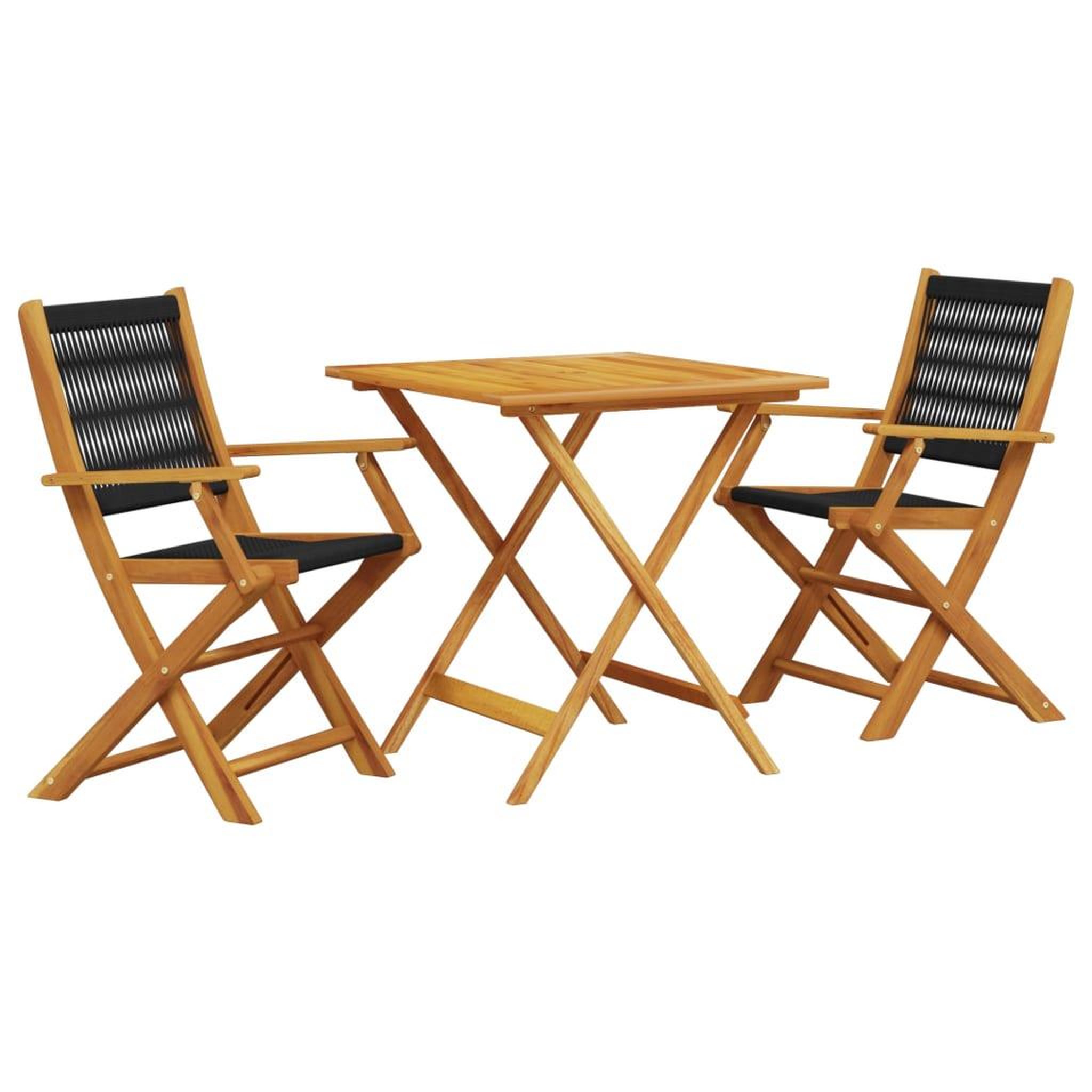 Voir la diapositive 2 : VIDAXL Ensemble de bistro 3 pcs noir polypropylene et bois massif