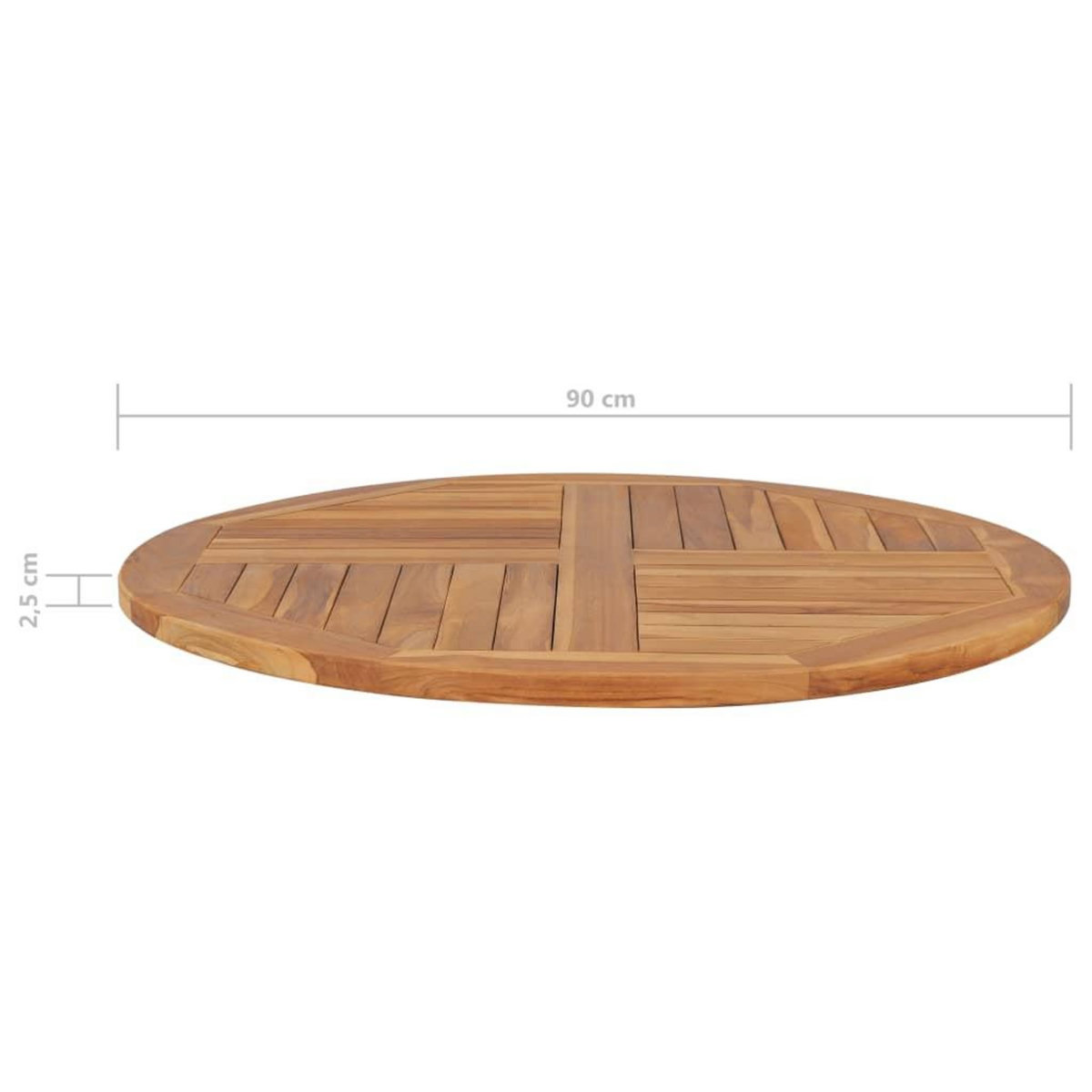 VIDAXL Dessus de table Bois de teck solide Rond 2,5 cm 90 cm