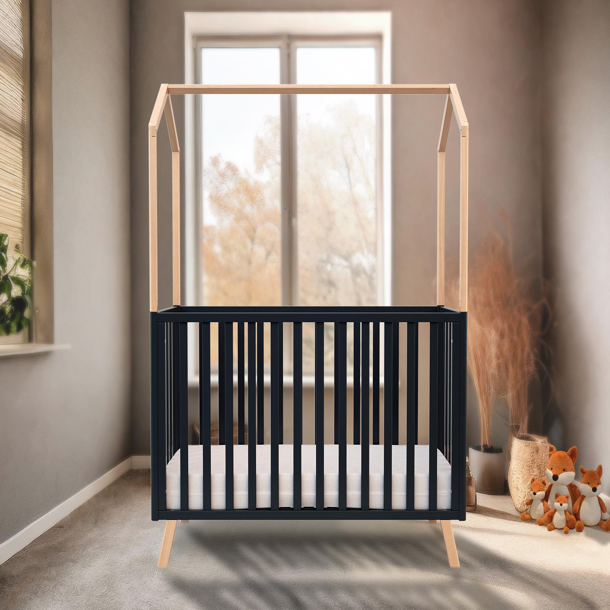 Voir la diapositive 2 : AT4 Lit cabane bébé évolutif CONFORT en bois