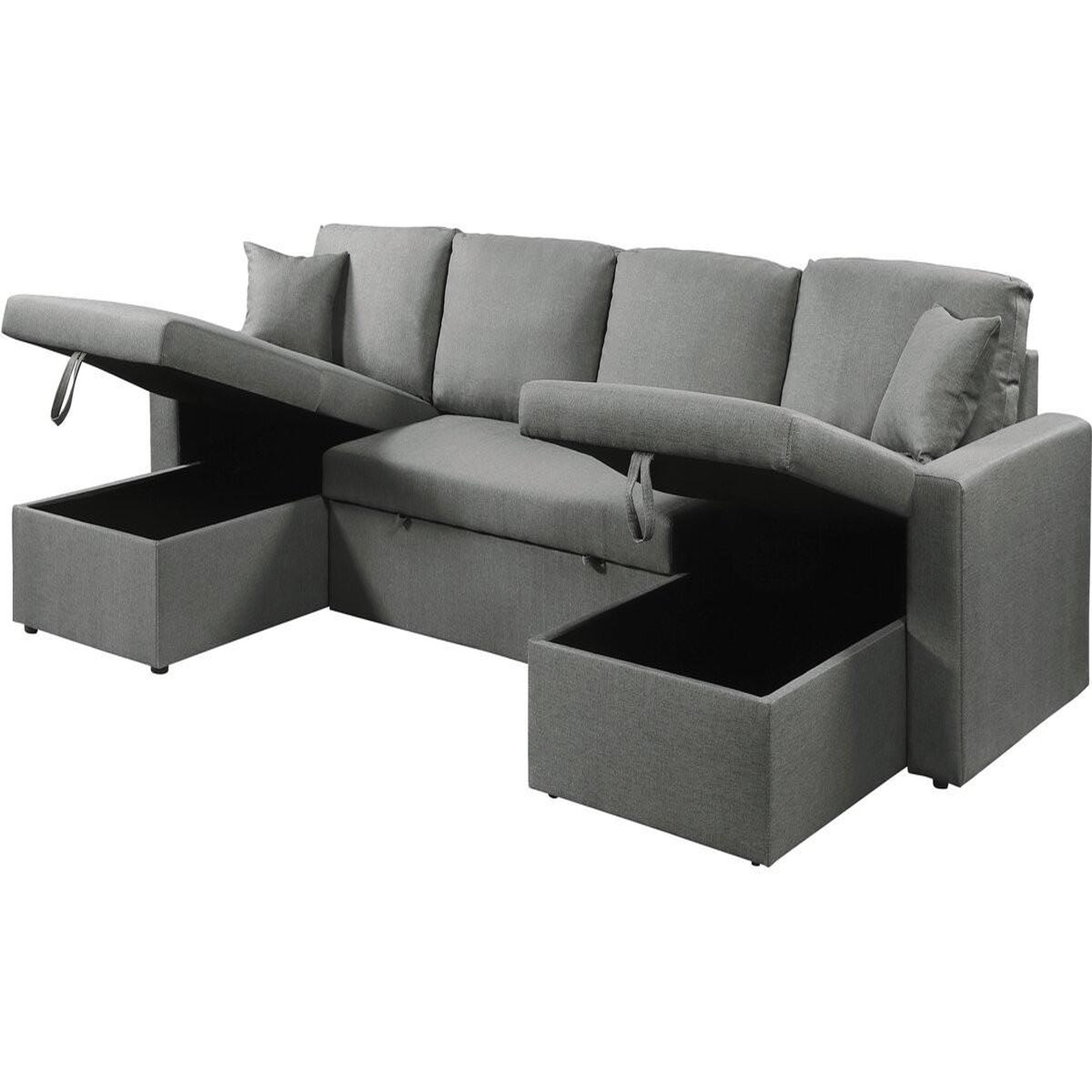 Voir la diapositive 4 : Habitat et Jardin Canapé d'angle panoramique convertible en tissu  alain  - 4 places - gris