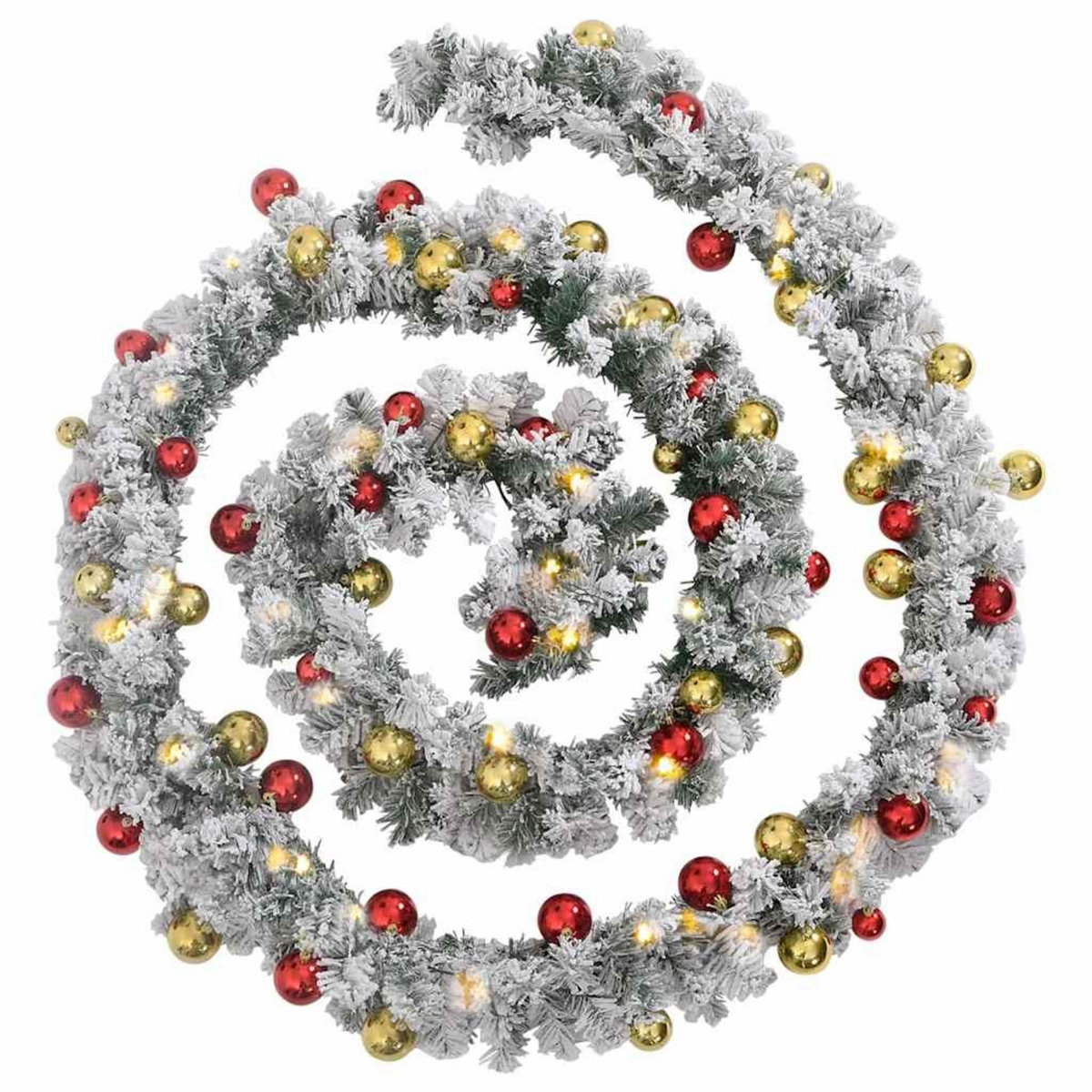 VIDAXL Guirlande de Noël avec boules et lumieres LED vert 10 m PVC