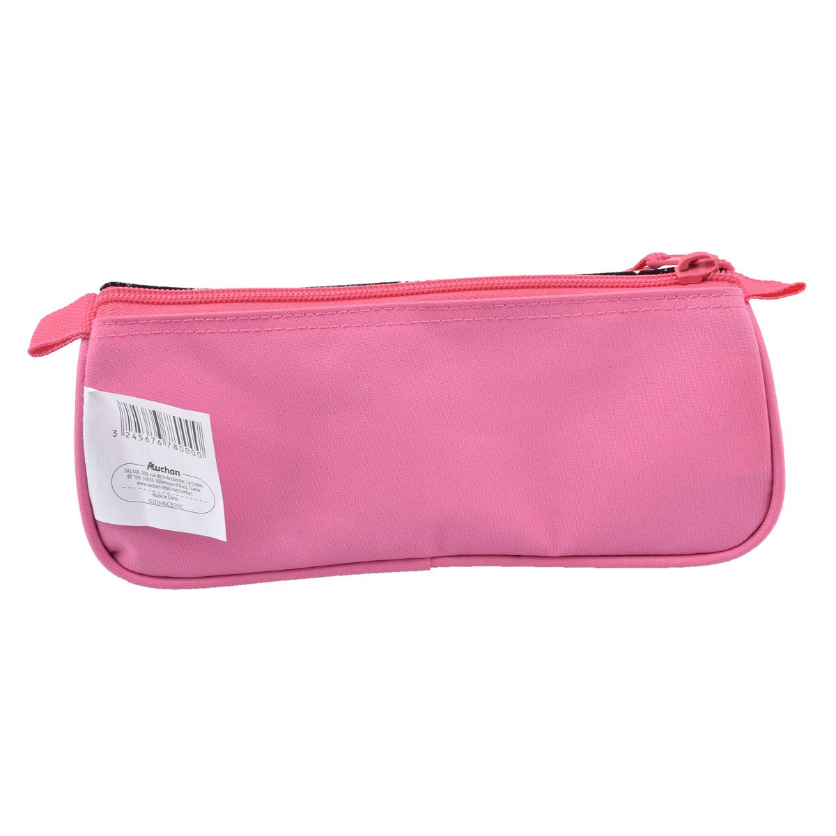 AUCHAN Trousse scolaire triangulaire polyester violet, rose et noir SUPER GIRLY