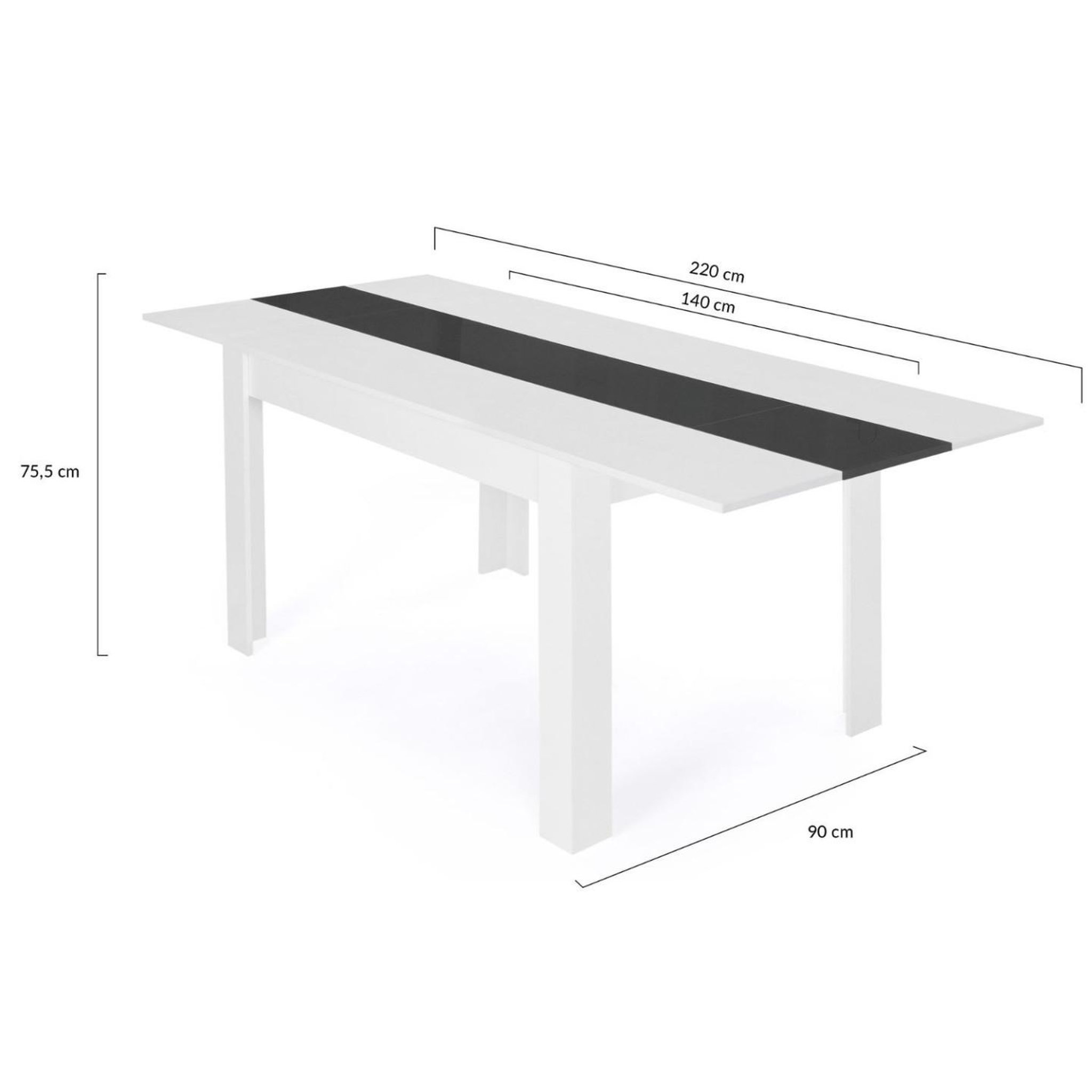 Voir la diapositive 5 : ID MARKET Table à manger extensible rectangle georgia 6-10 personnes blanche et grise 140-220 x 90 cm