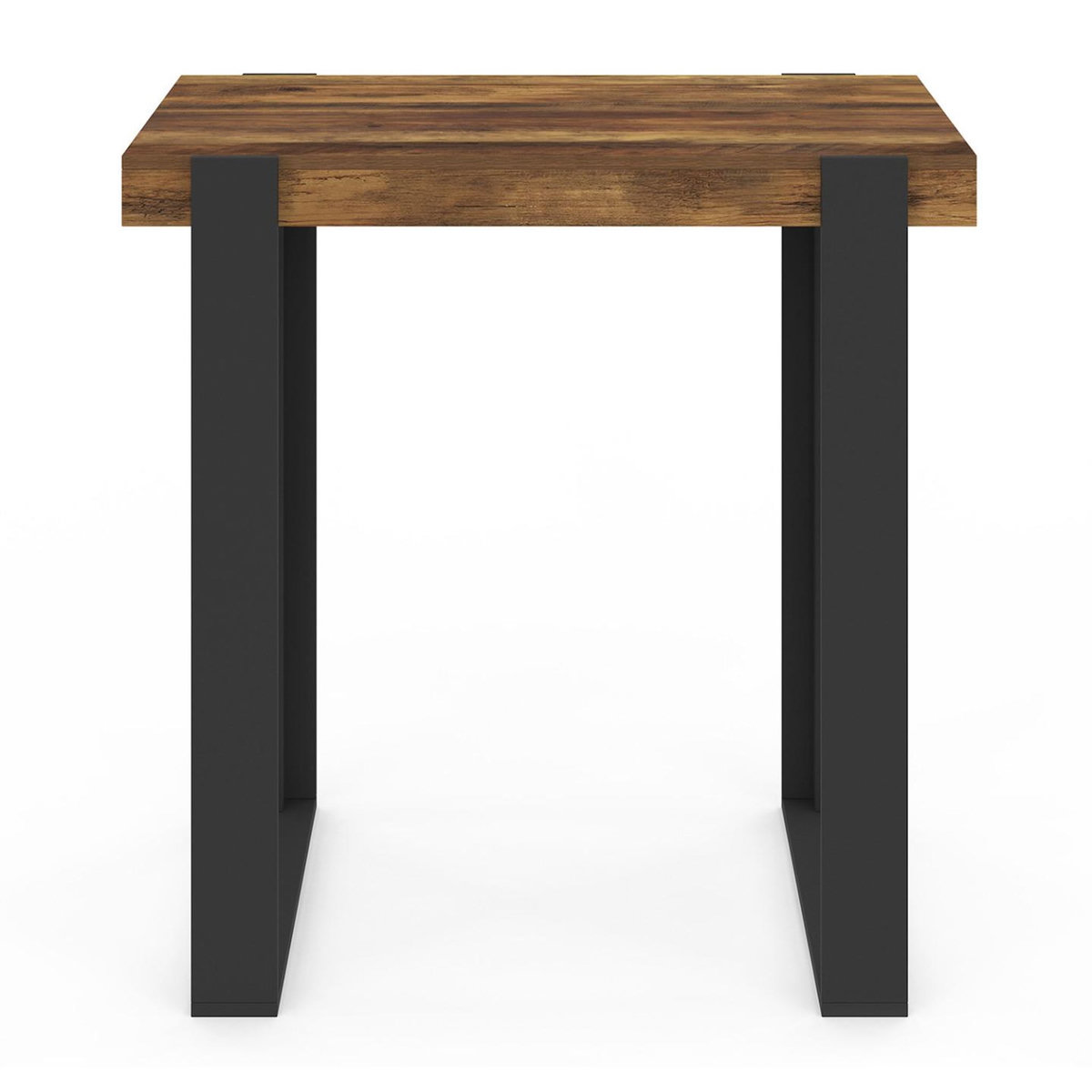 ID MARKET Table haute de bar PHOENIX bois foncé effet vieilli et noir 90 cm