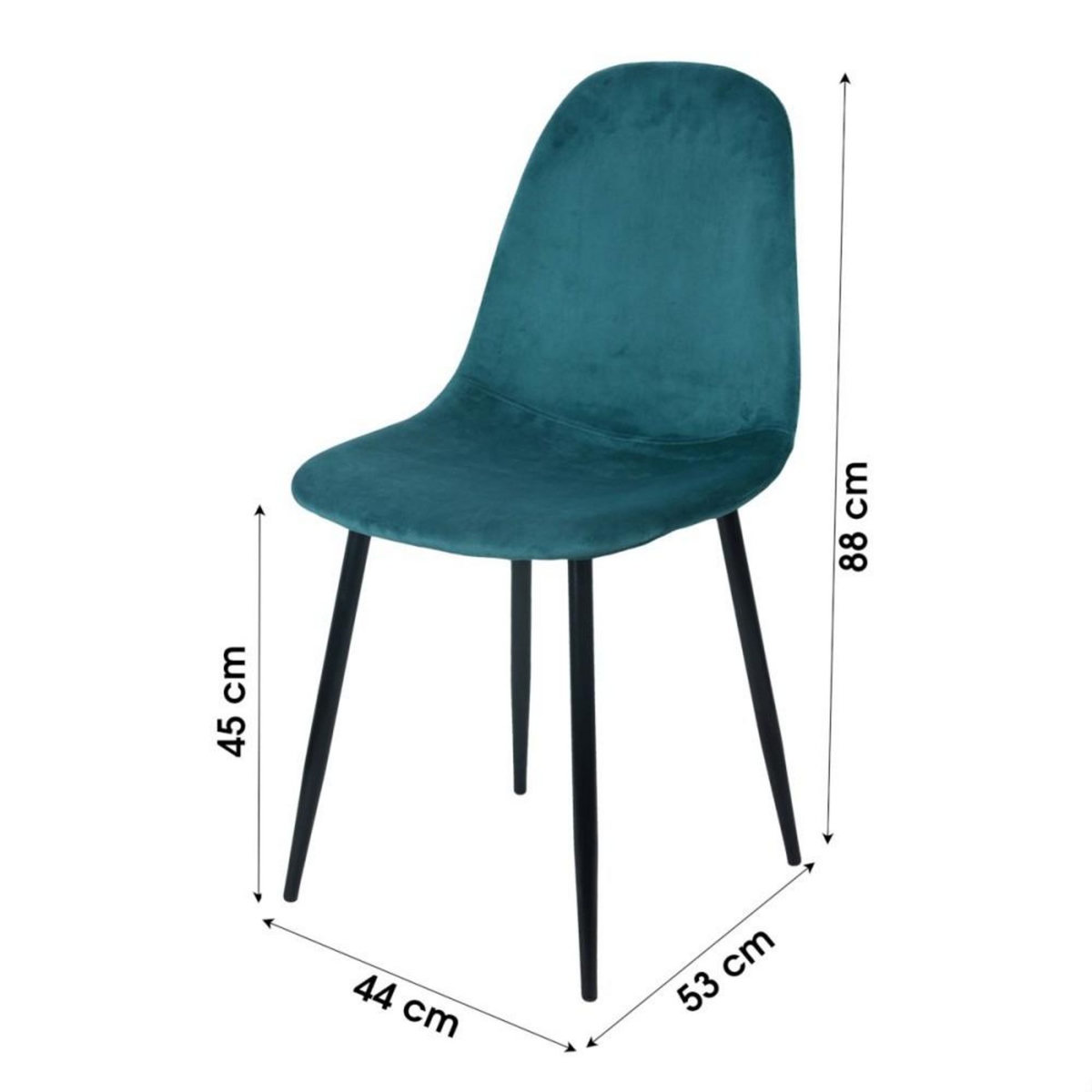 FORNORD Chaise en velours bleu canard et pieds métal noir